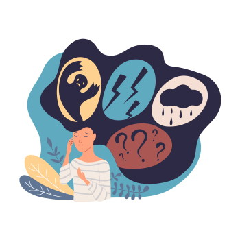 Illustration of person thinking anxious thoughts
