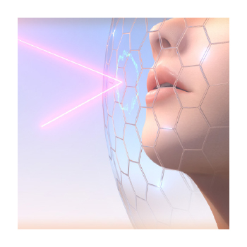 Illustration of a person's face protected from UV Damage