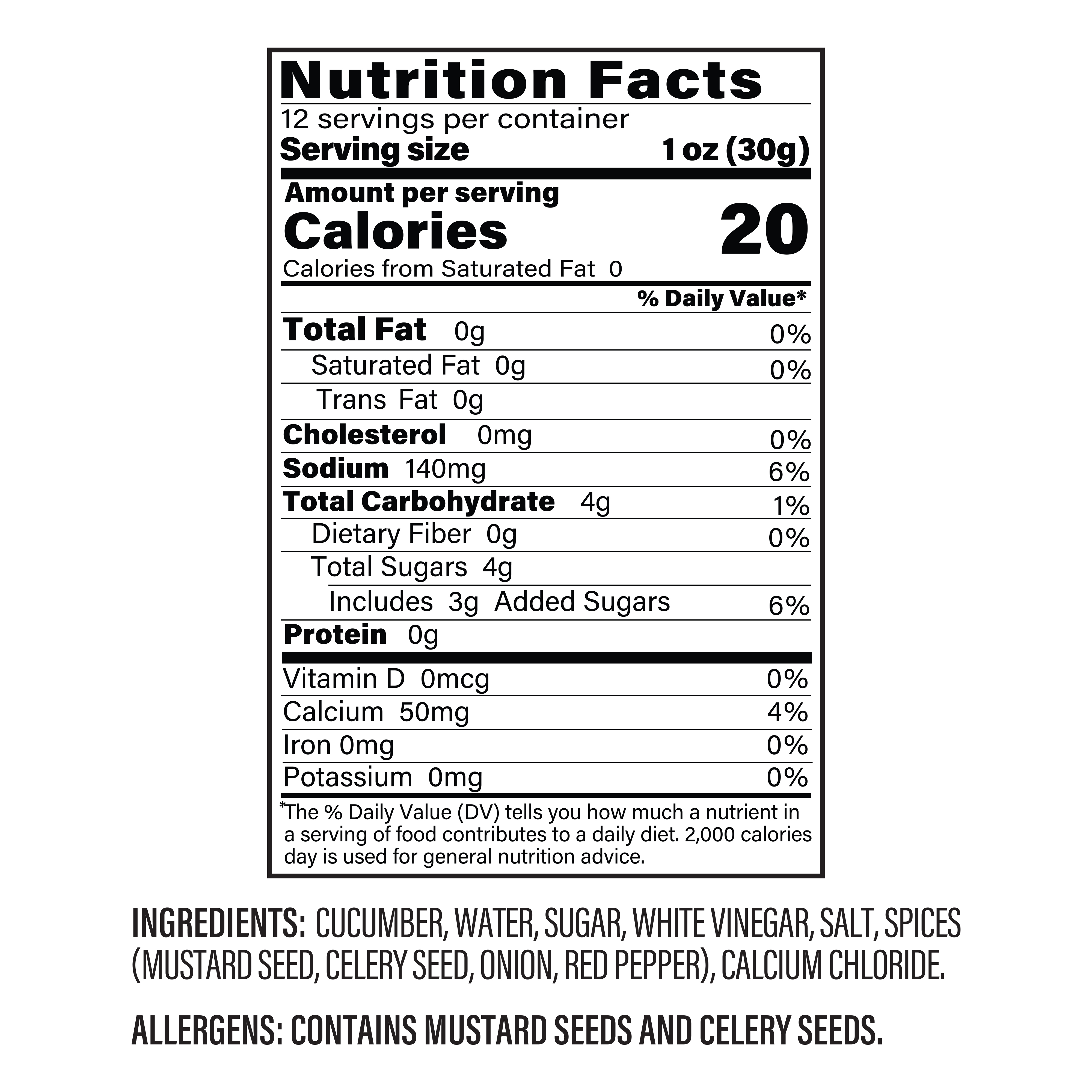 Natural Grocers Brand Bread and Butter Pickle Chips 24 OZ - Nutritional Information and Ingredients
