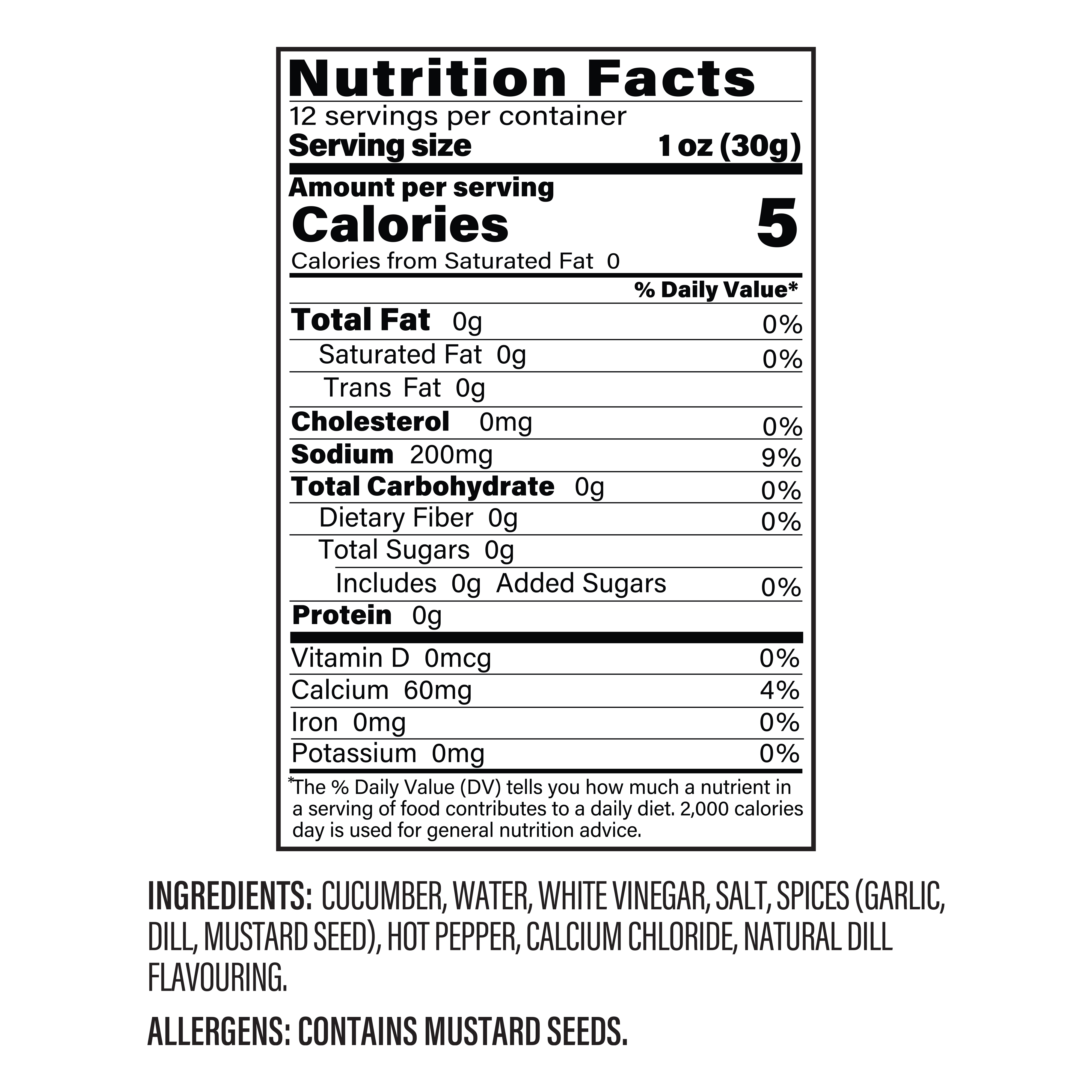 Natural Grocers Brand Spicy Dill Pickle Chips 24 OZ - Nutritional Facts and Ingredients