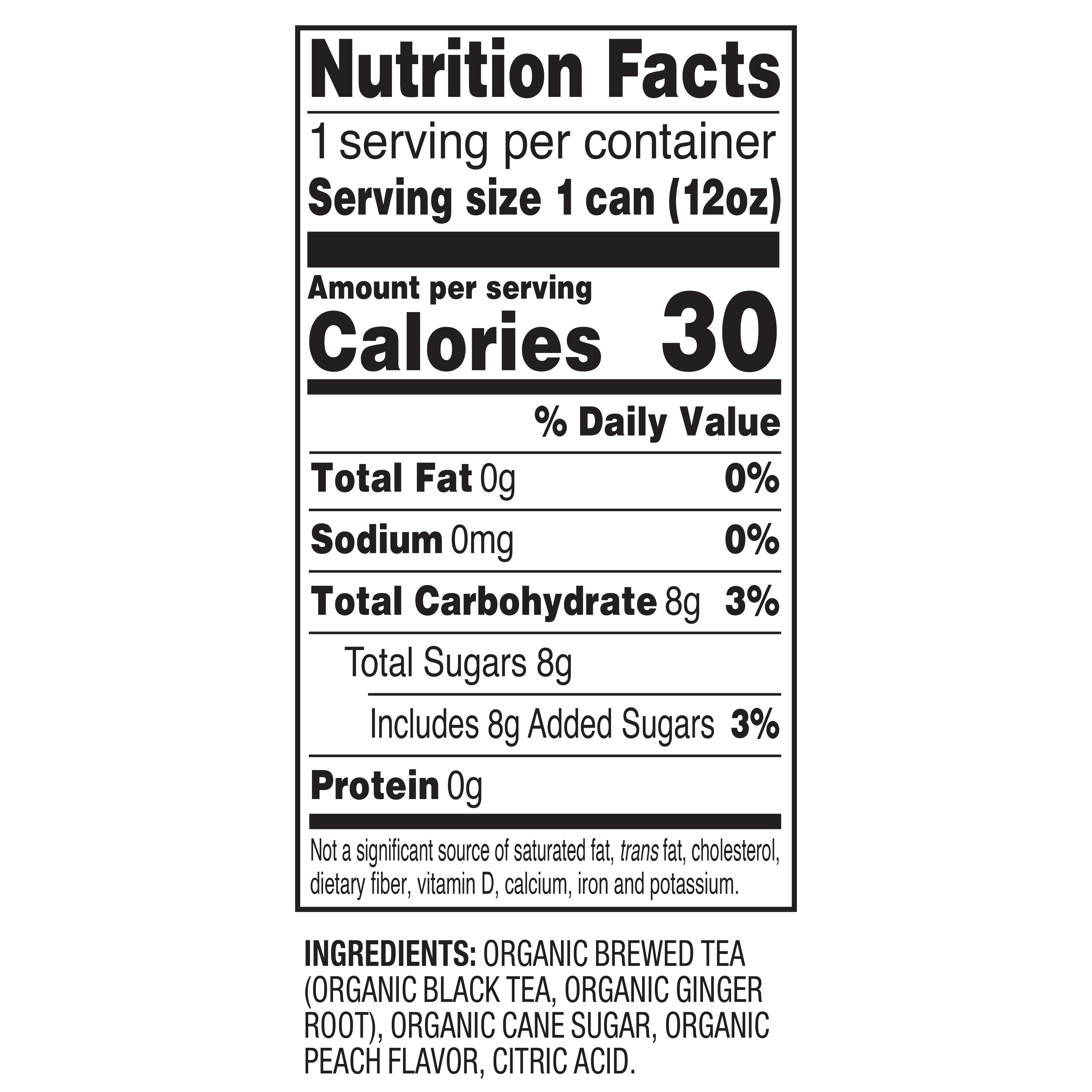 Natural Grocers Brand Organic Sparkling Peach Black Tea 12 OZ - Nutritional Facts and Ingredients