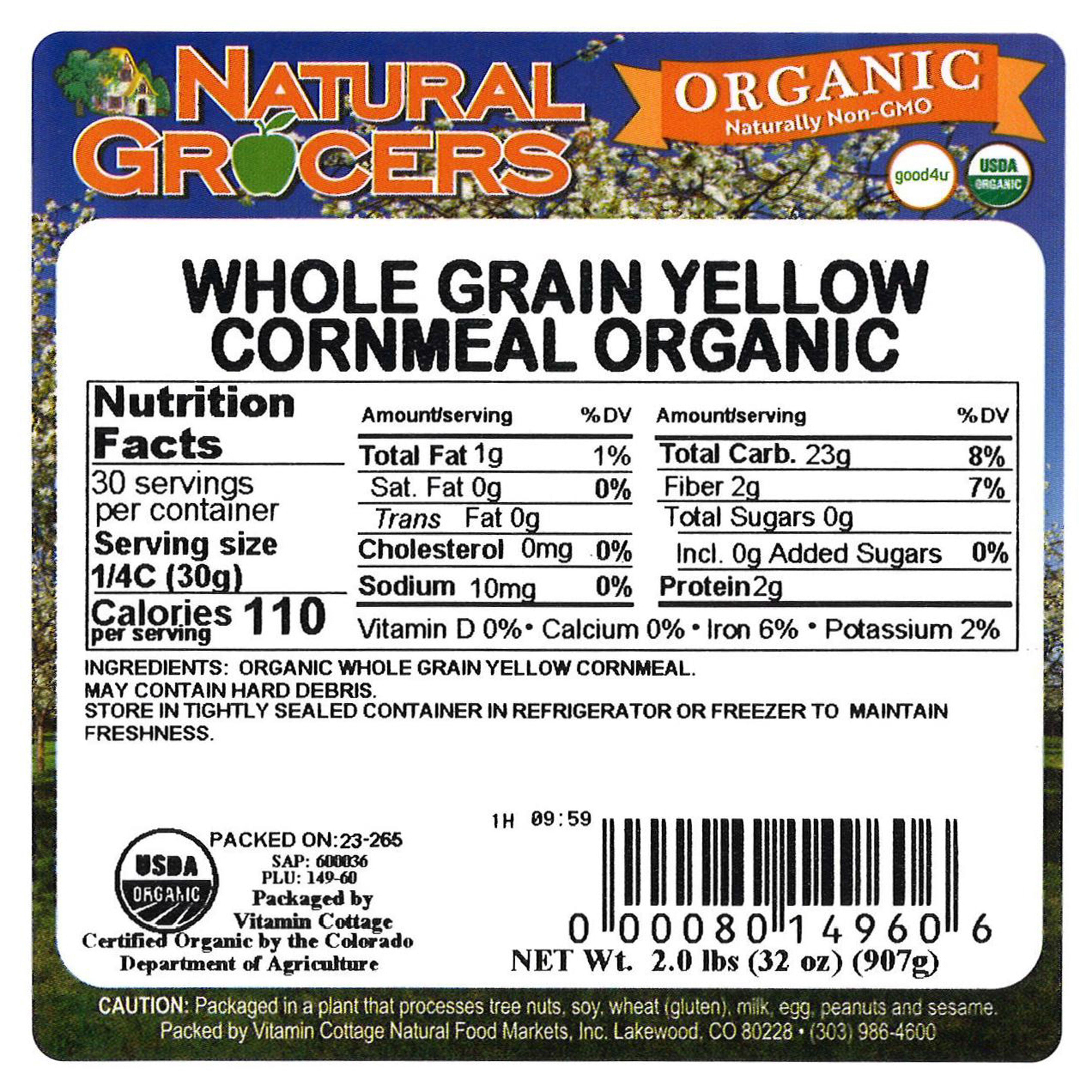 Cornmeal Yellow Org 2 Lb