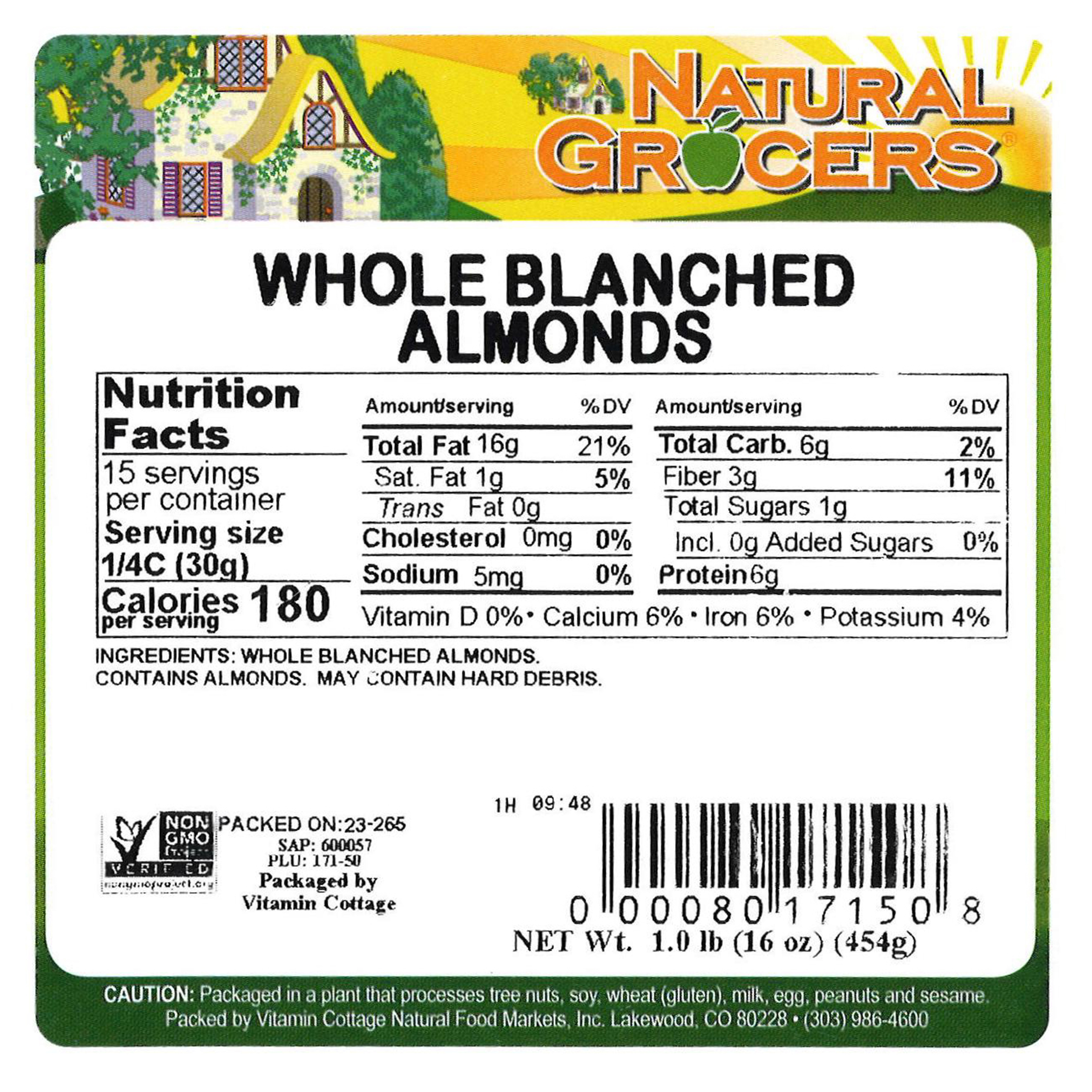 Almonds Blanched Whole 1 Lb