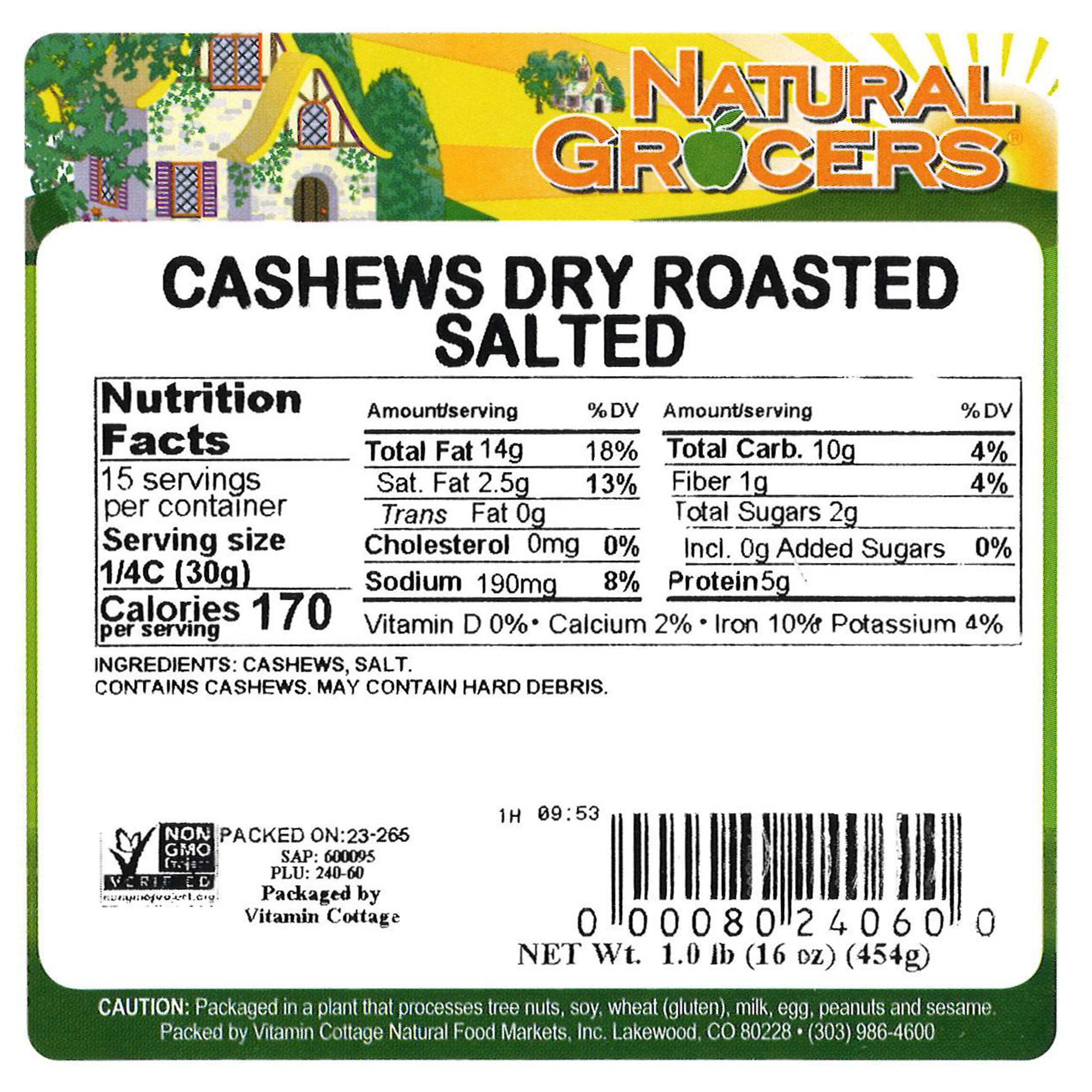 Cashews Dry R-salted Non-gmo 1 Lb
