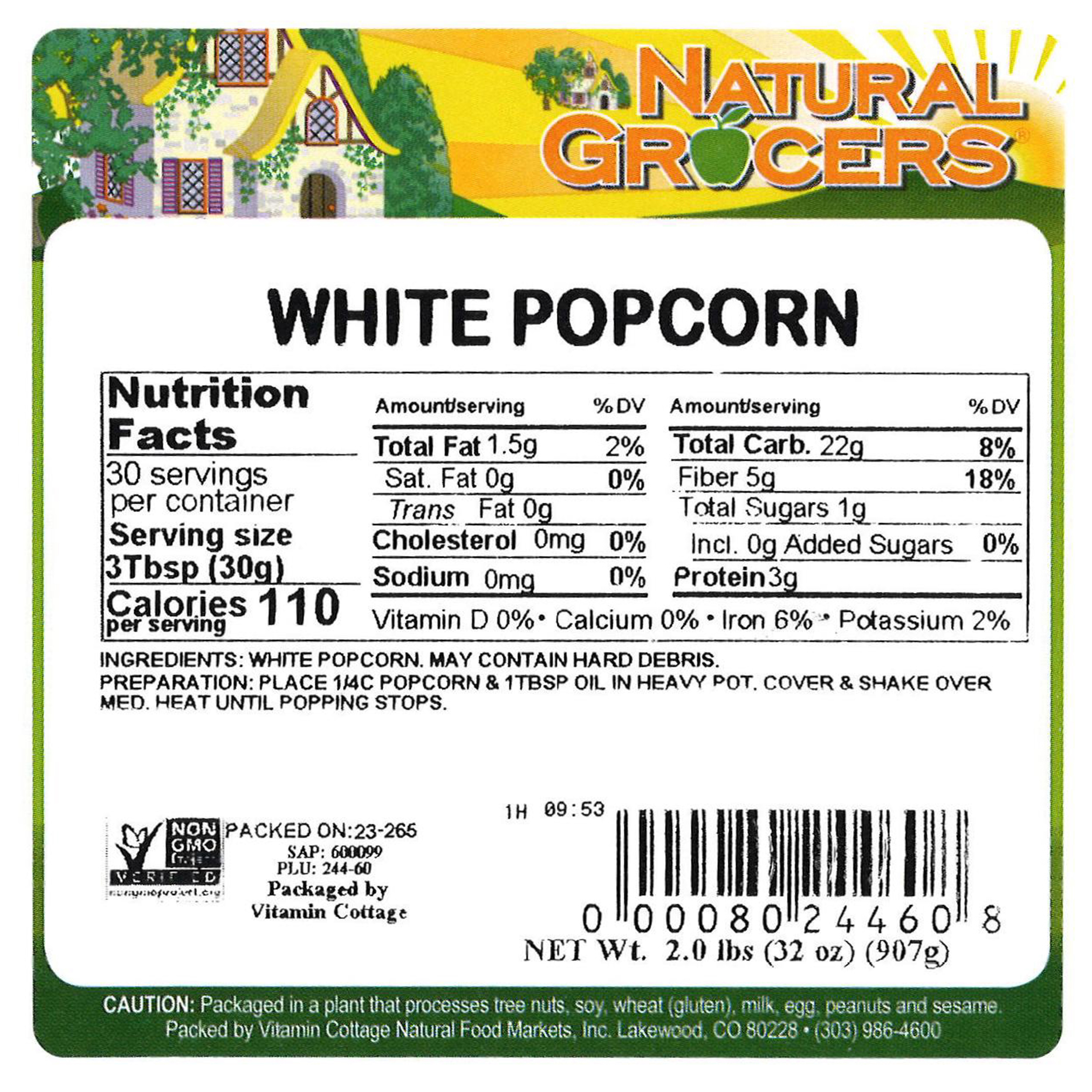 Popcorn White Non-gmo 2 Lb