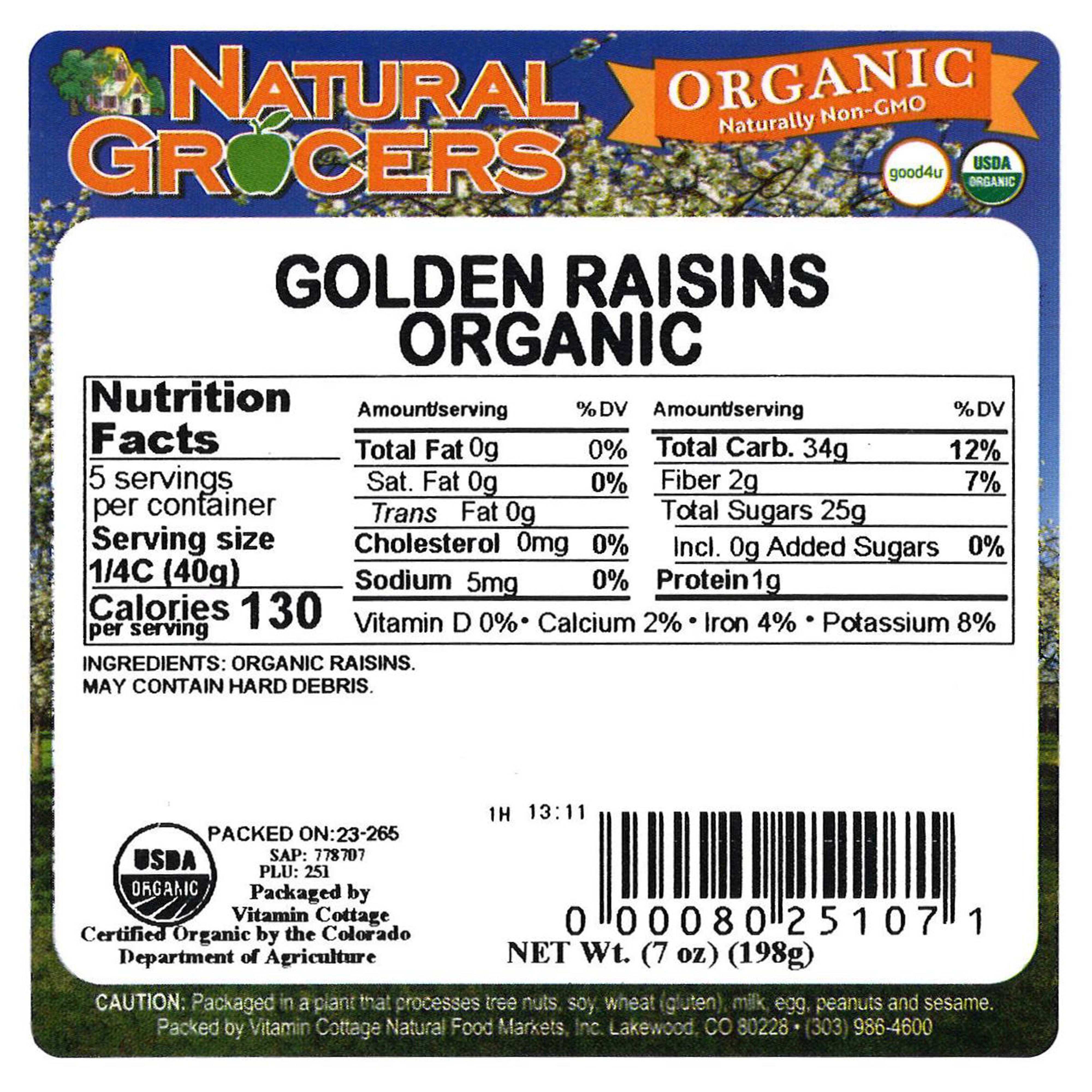 Raisins Himalayan Golden Org 7 Oz