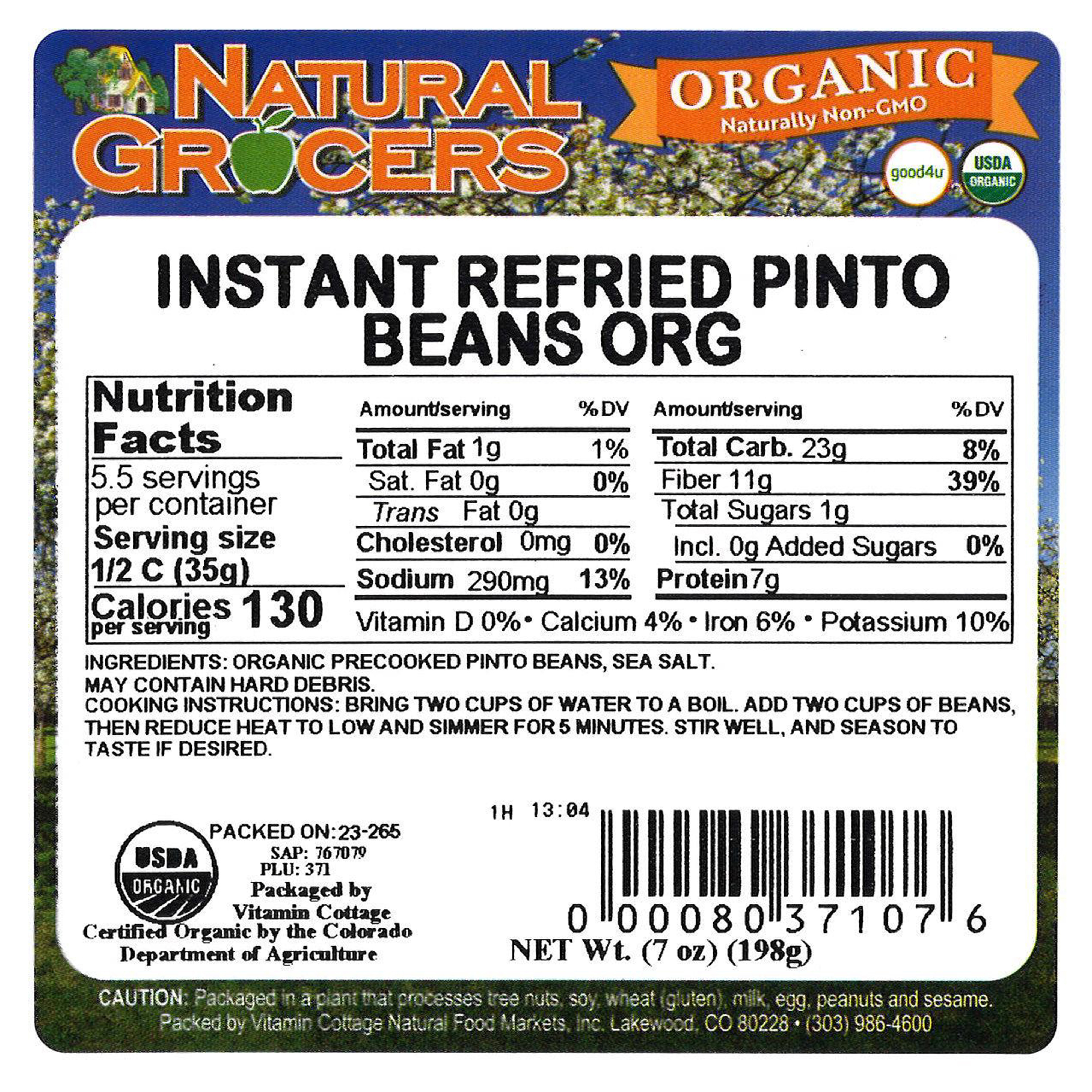 Beans Instant Rfrd Pinto Org 7 Oz