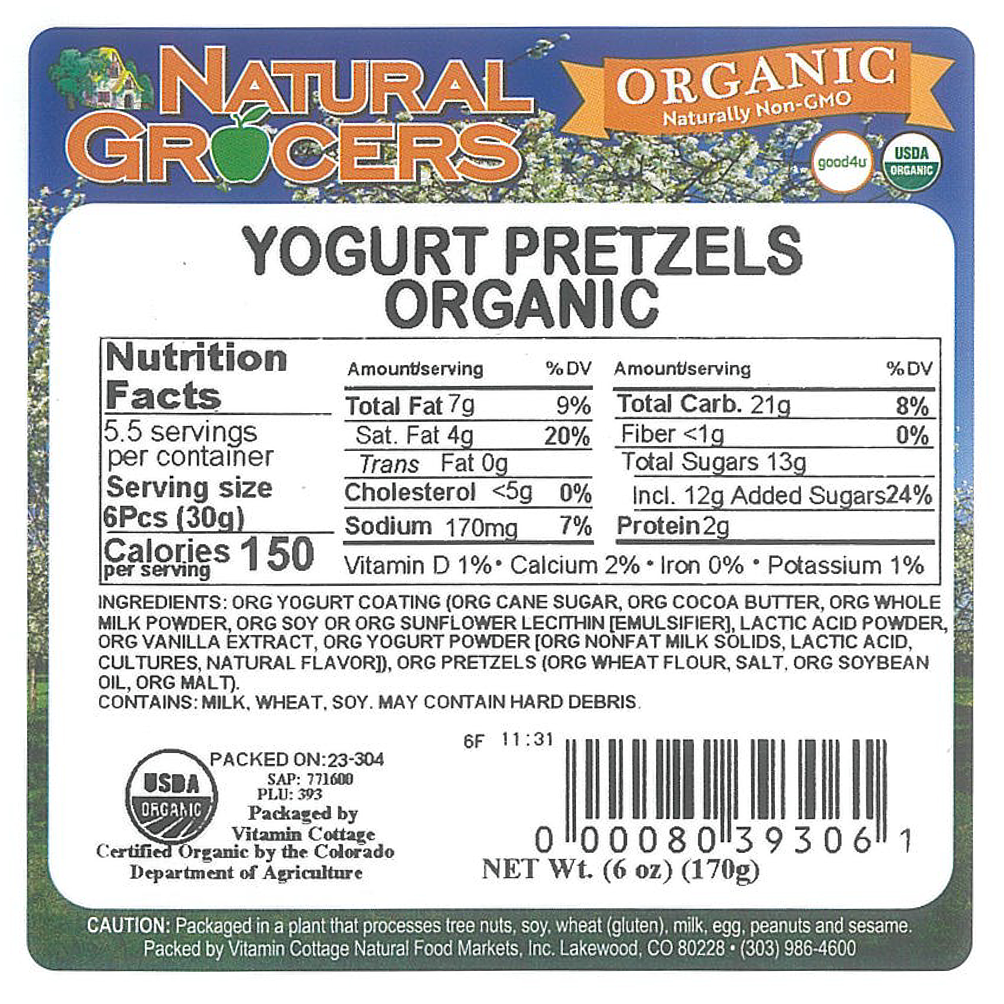 Pretzels Yogurt Org 6 Oz