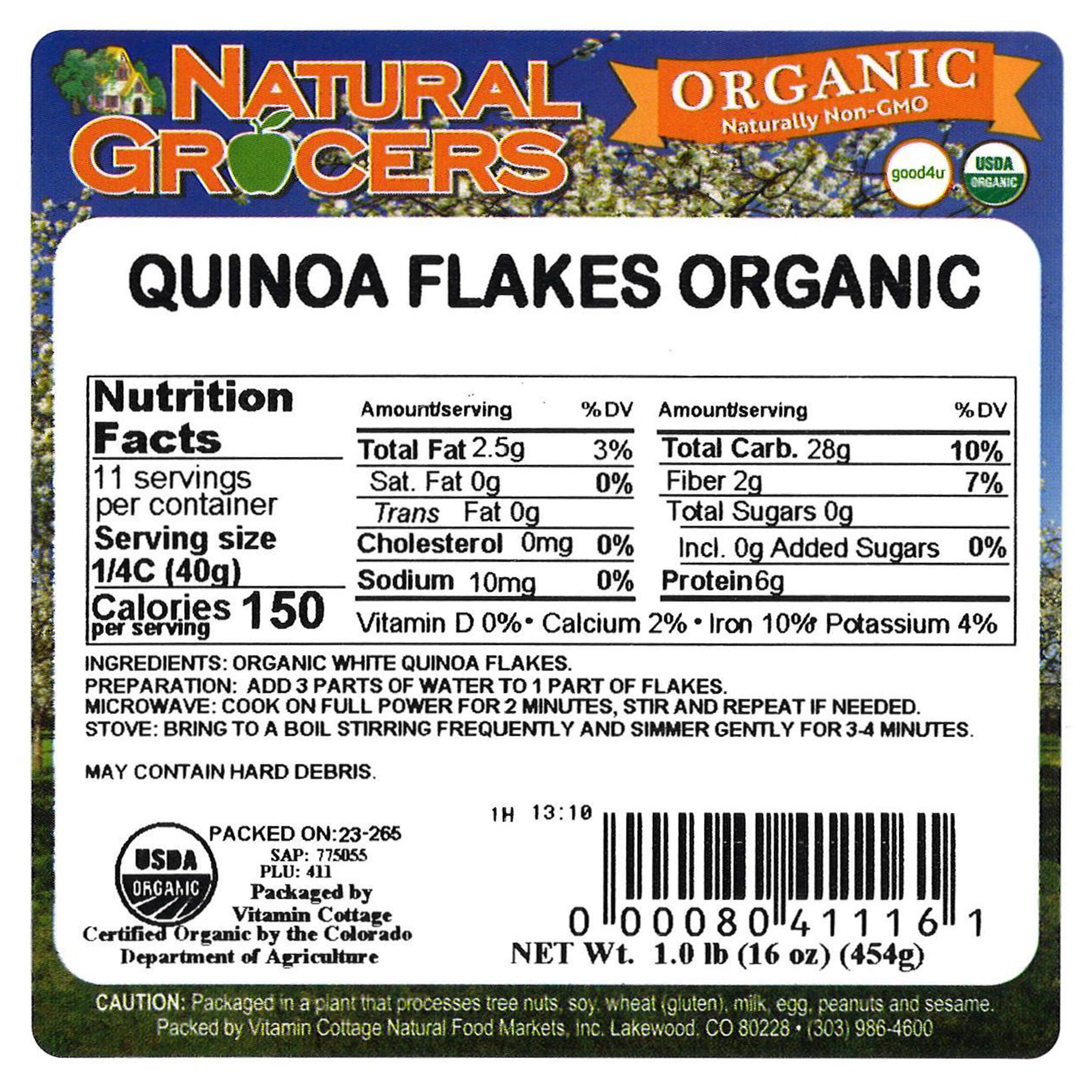 Flakes Quinoa Org 1 Lb