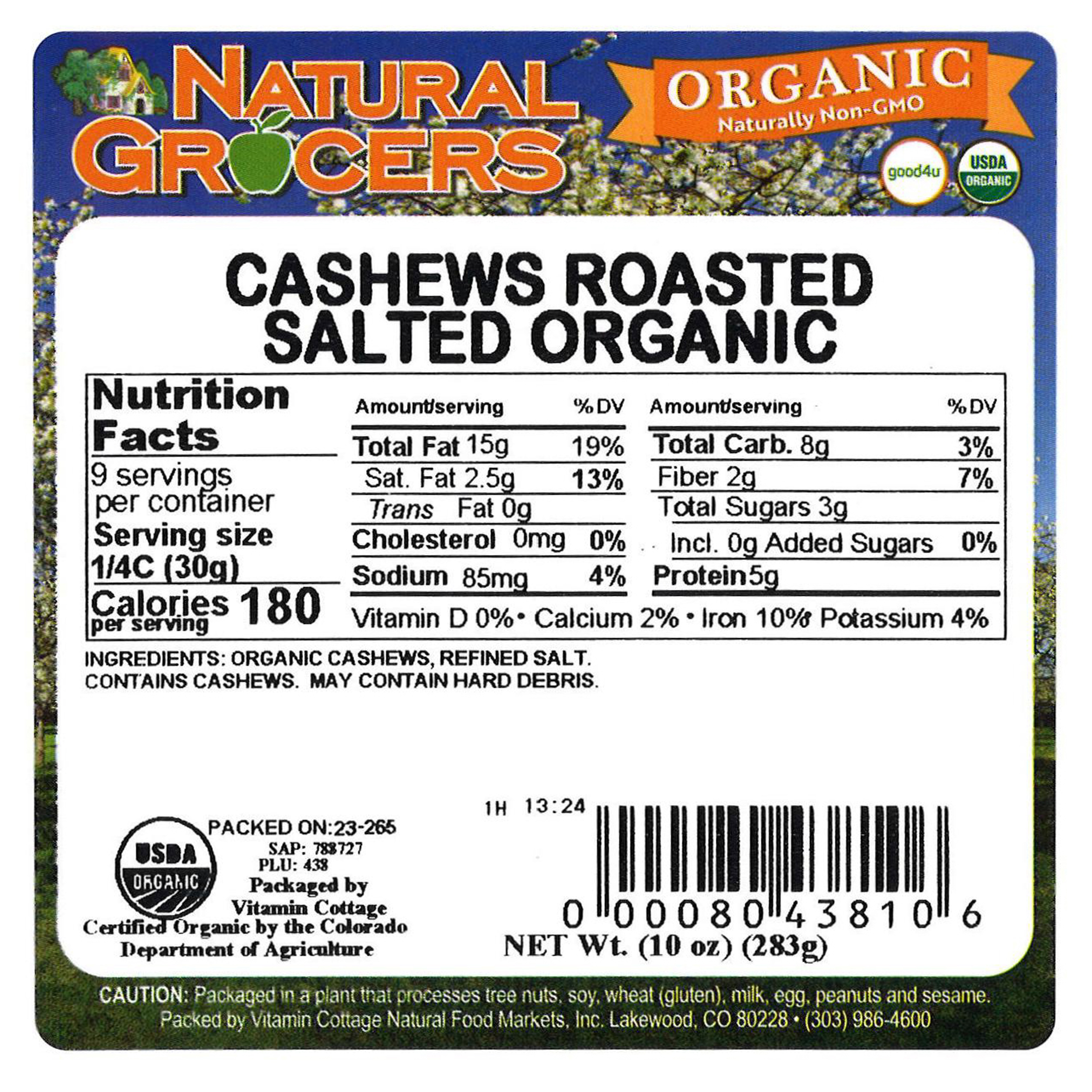 Cashews R-s Org 10 Oz