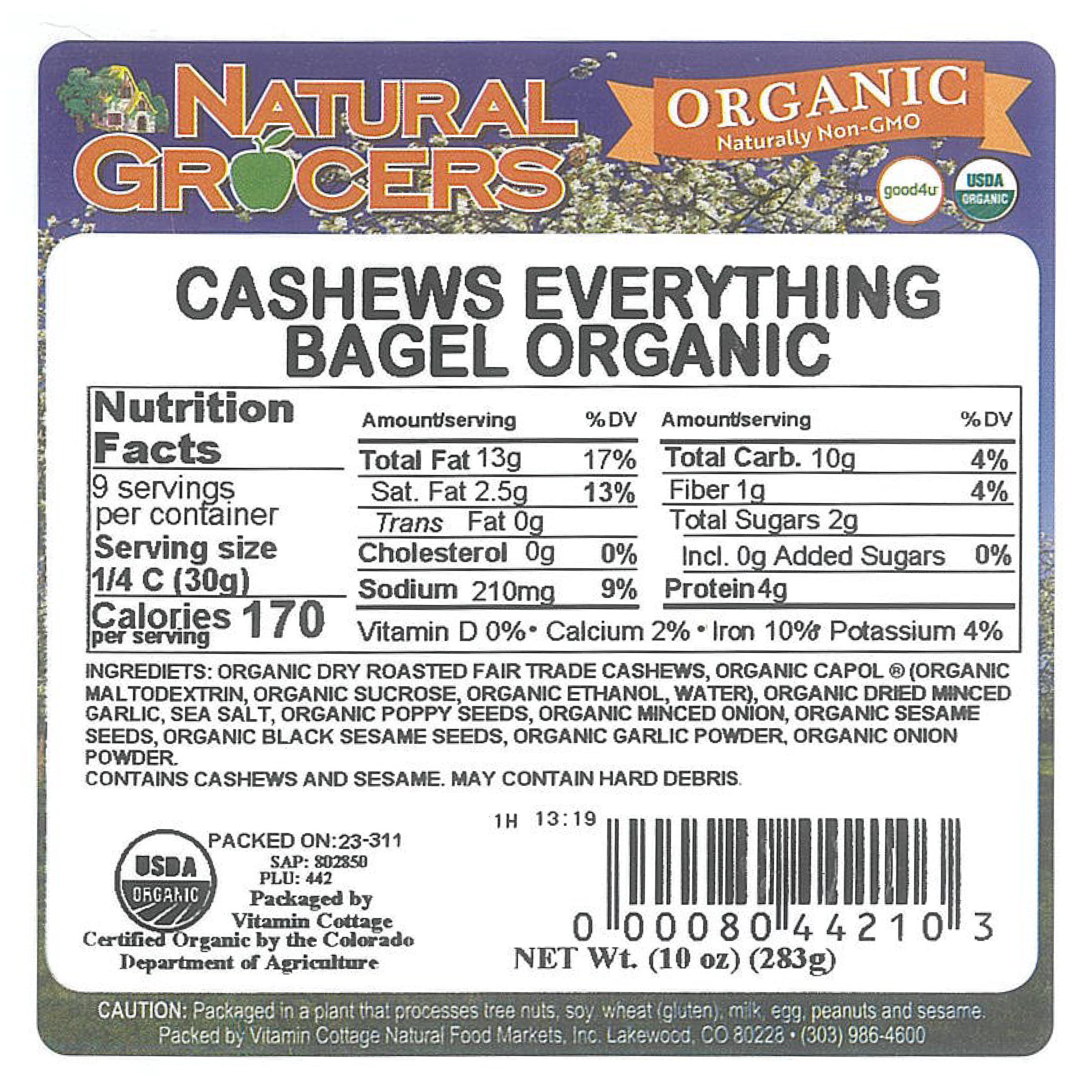 Cashews Everything Bagel Org 10 Oz