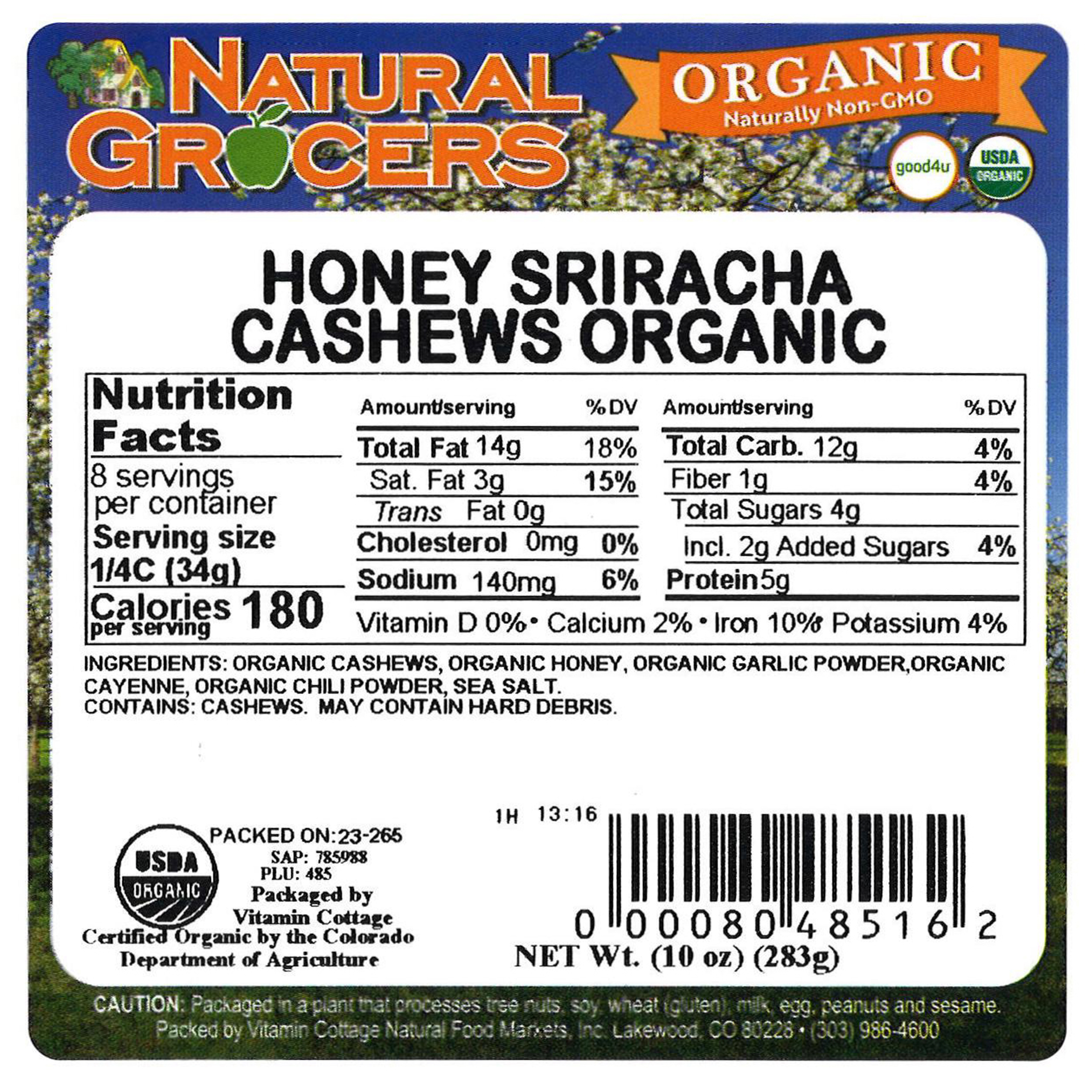 Cashews Honey Sriracha Org 10 Oz