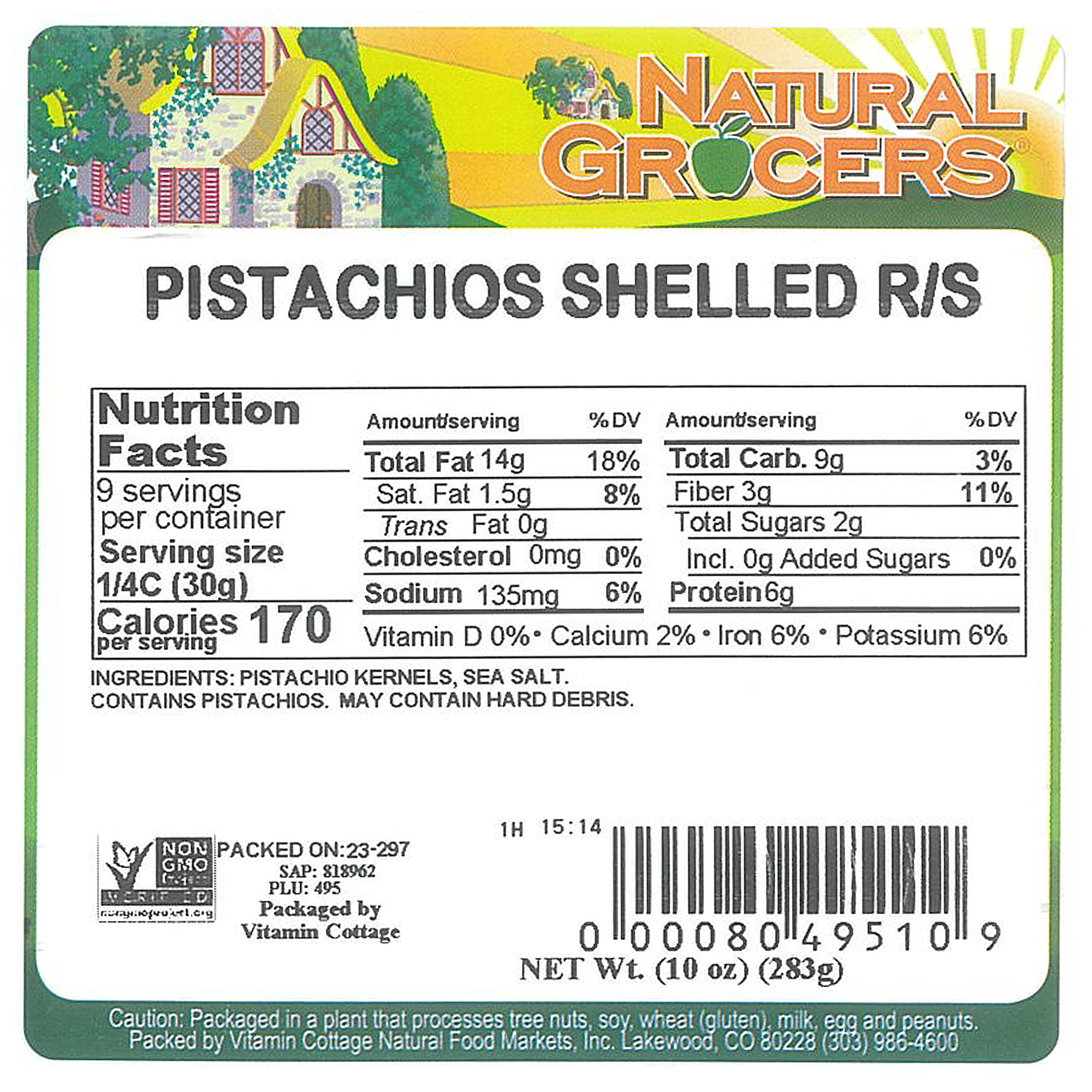 Pistachios Shelled R/s 10 Oz
