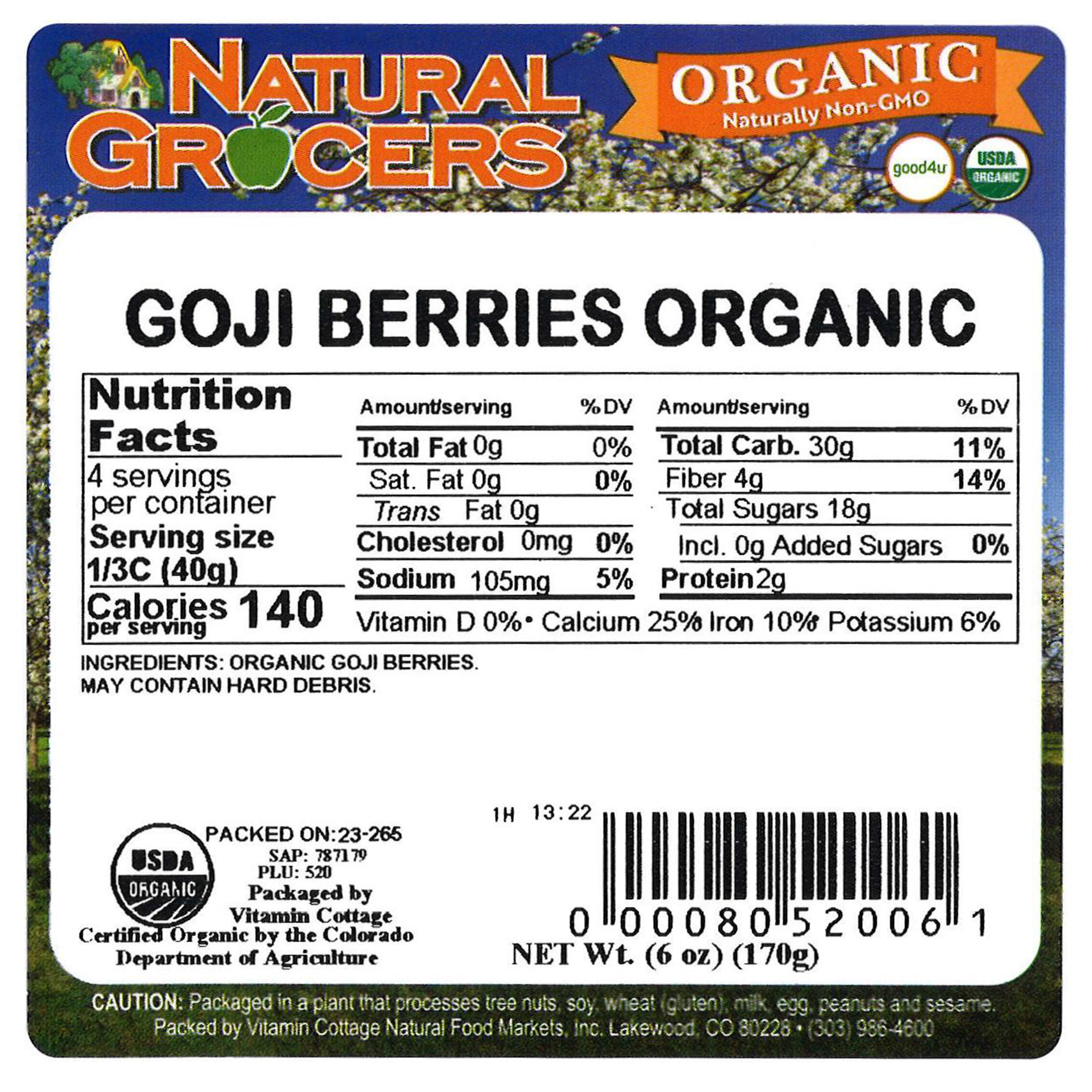 Goji Berries Org 6 Oz