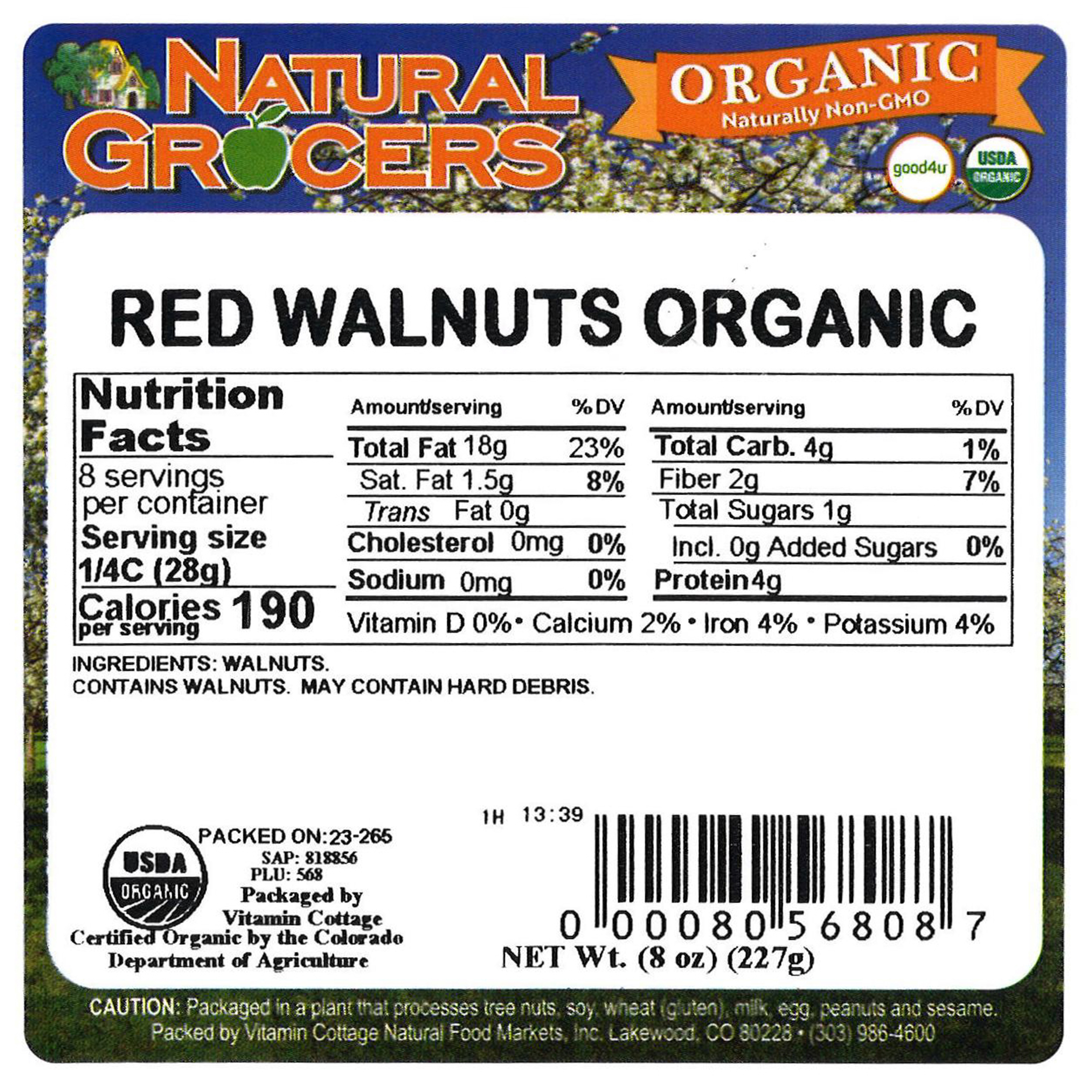 Walnuts Red Org 8 Oz