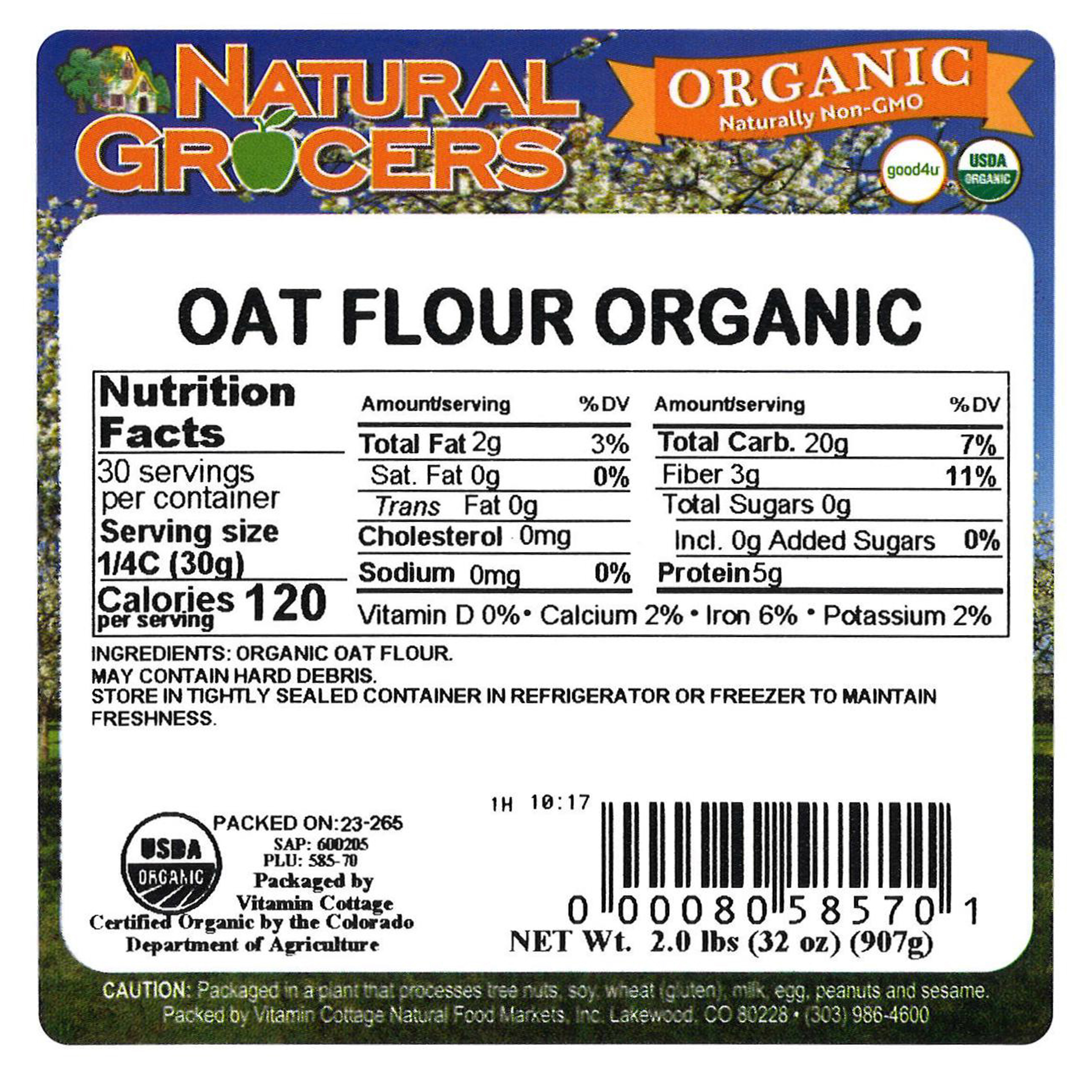 Flour Oat Org 2 Lb