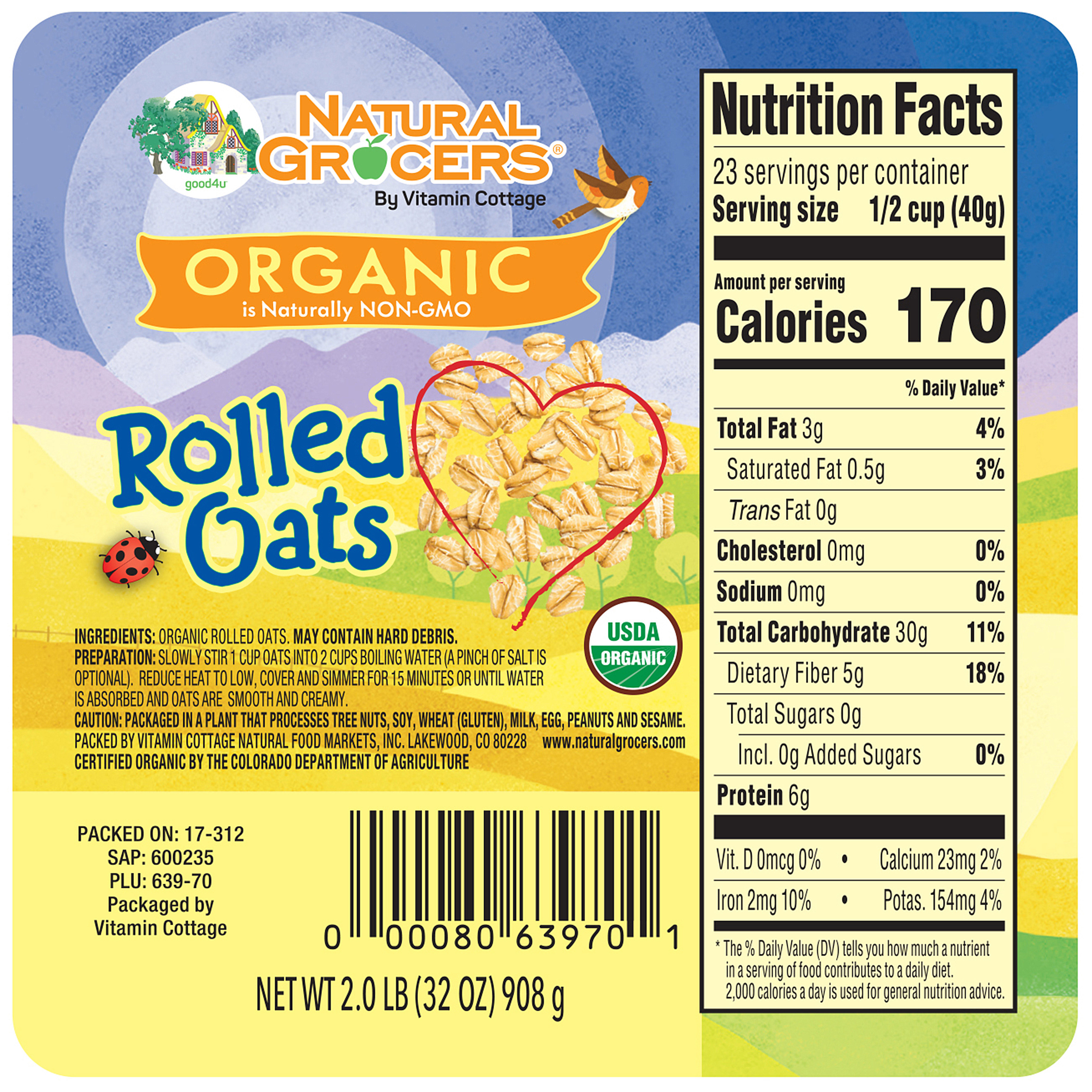 Oats Rolled Org 2 Lb