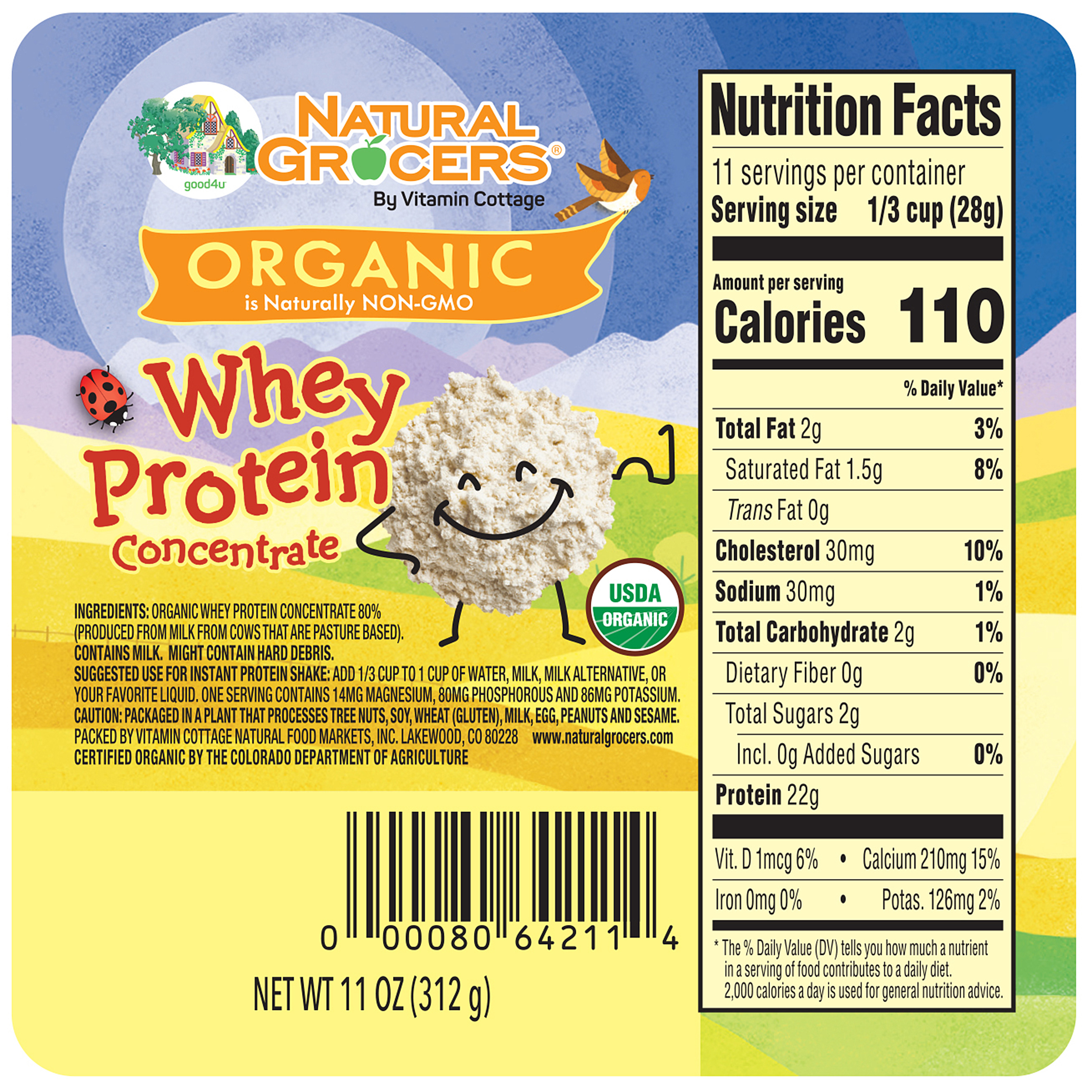 Whey Protein Concentrate Org 11 Oz