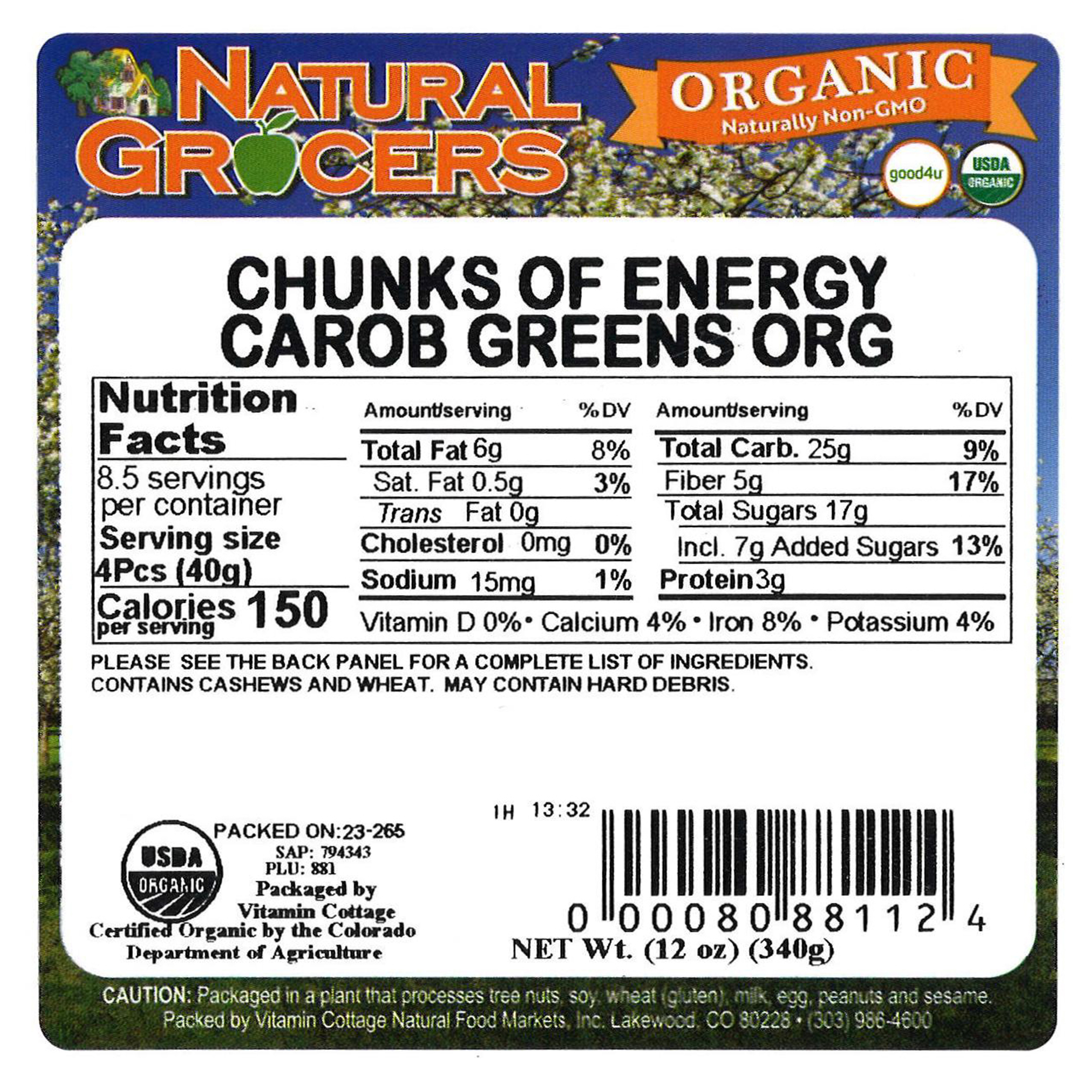 Chnks Carob Greens Org 12 Oz