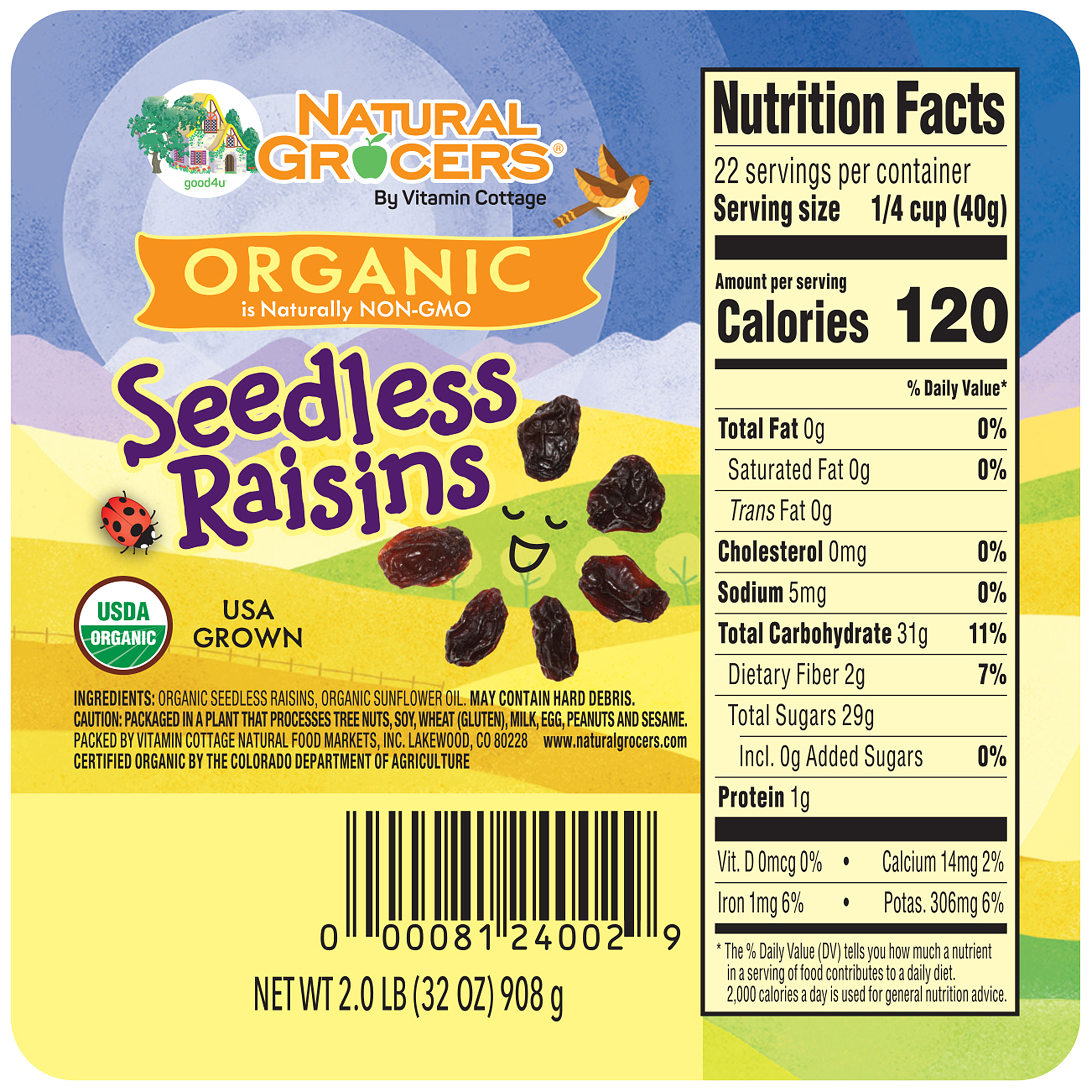 Raisin Seedless Org 2 Lb