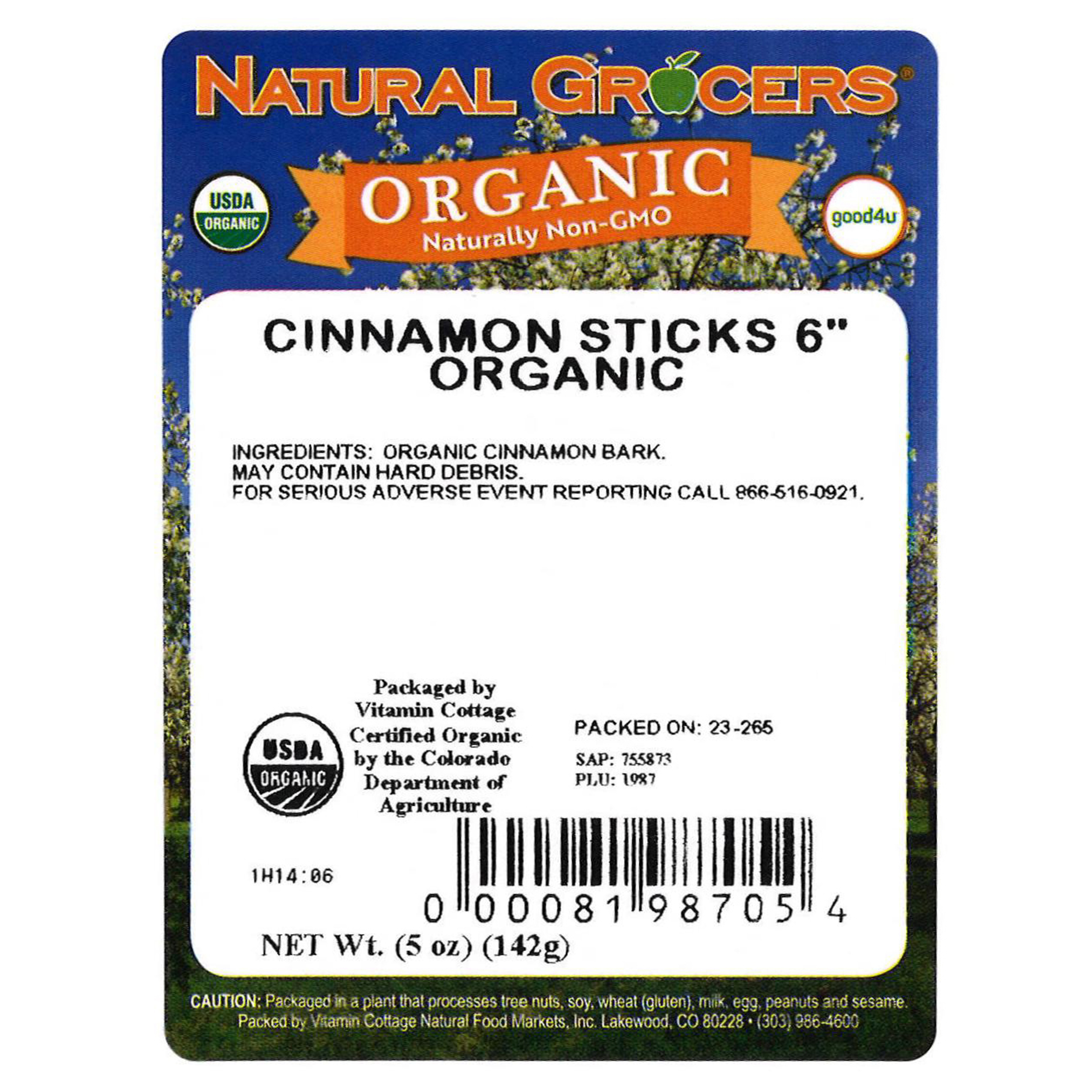 Cinnamon Sticks 6" Whole Org 5 Oz