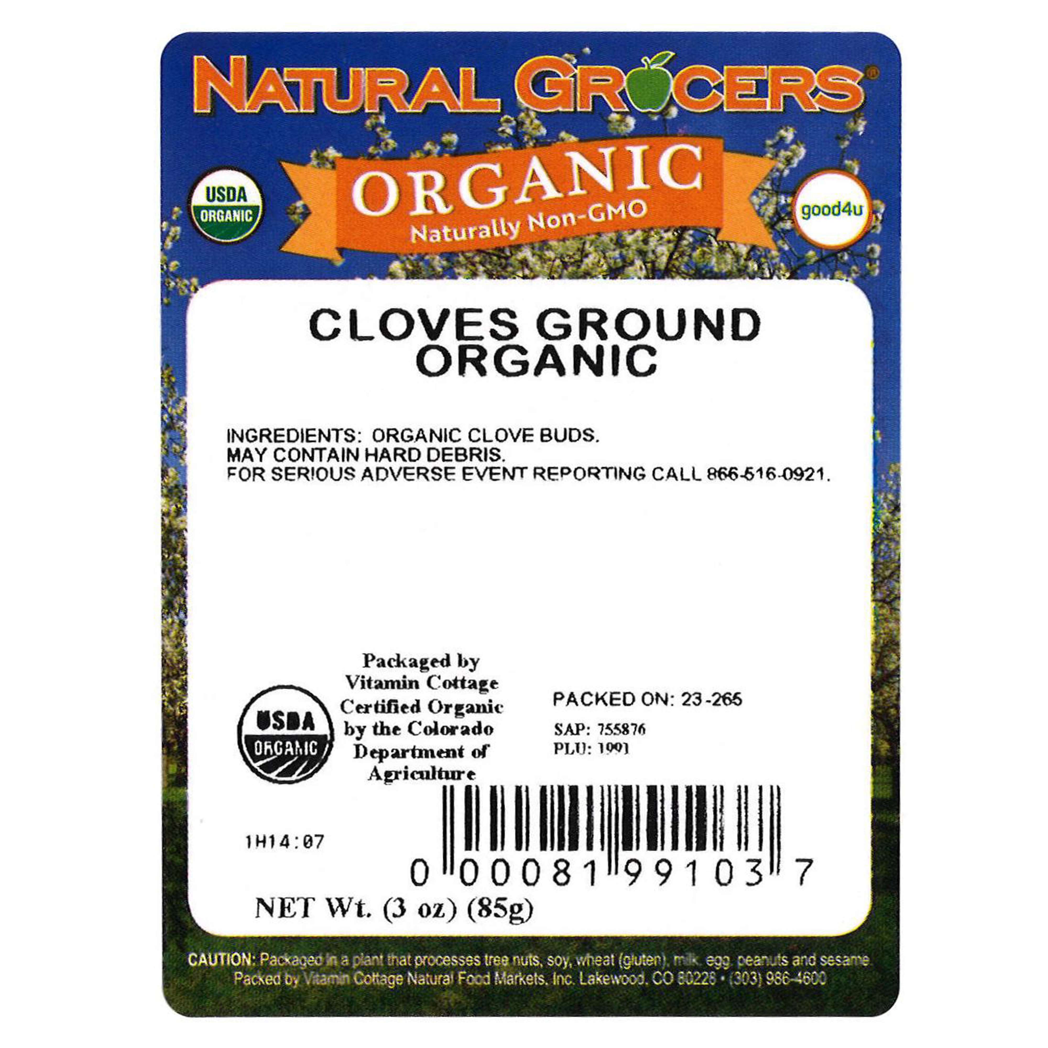 Cloves Ground Org 3 Oz