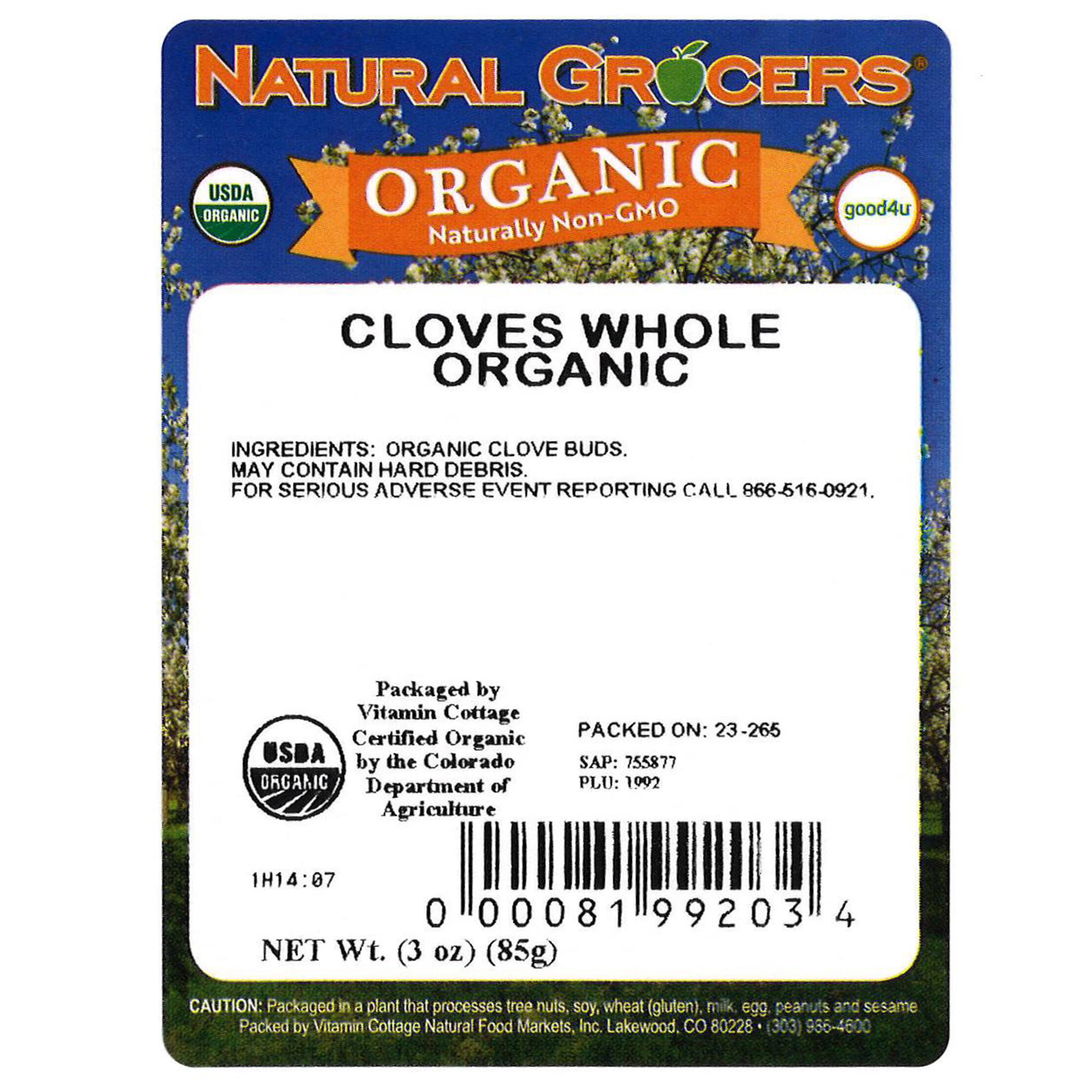 Cloves Whole Org 3 Oz