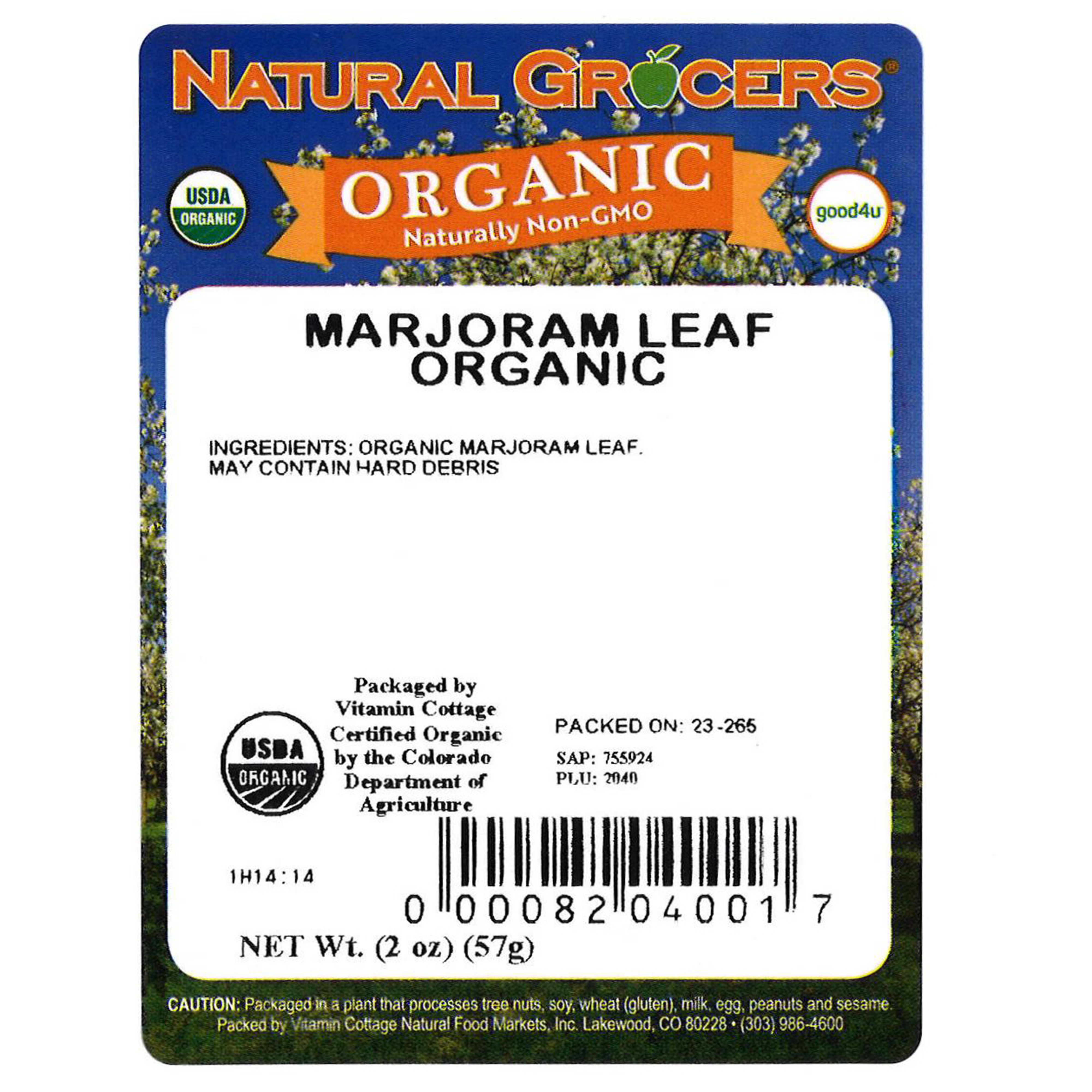Marjoram Leaf C/s Org 2 Oz