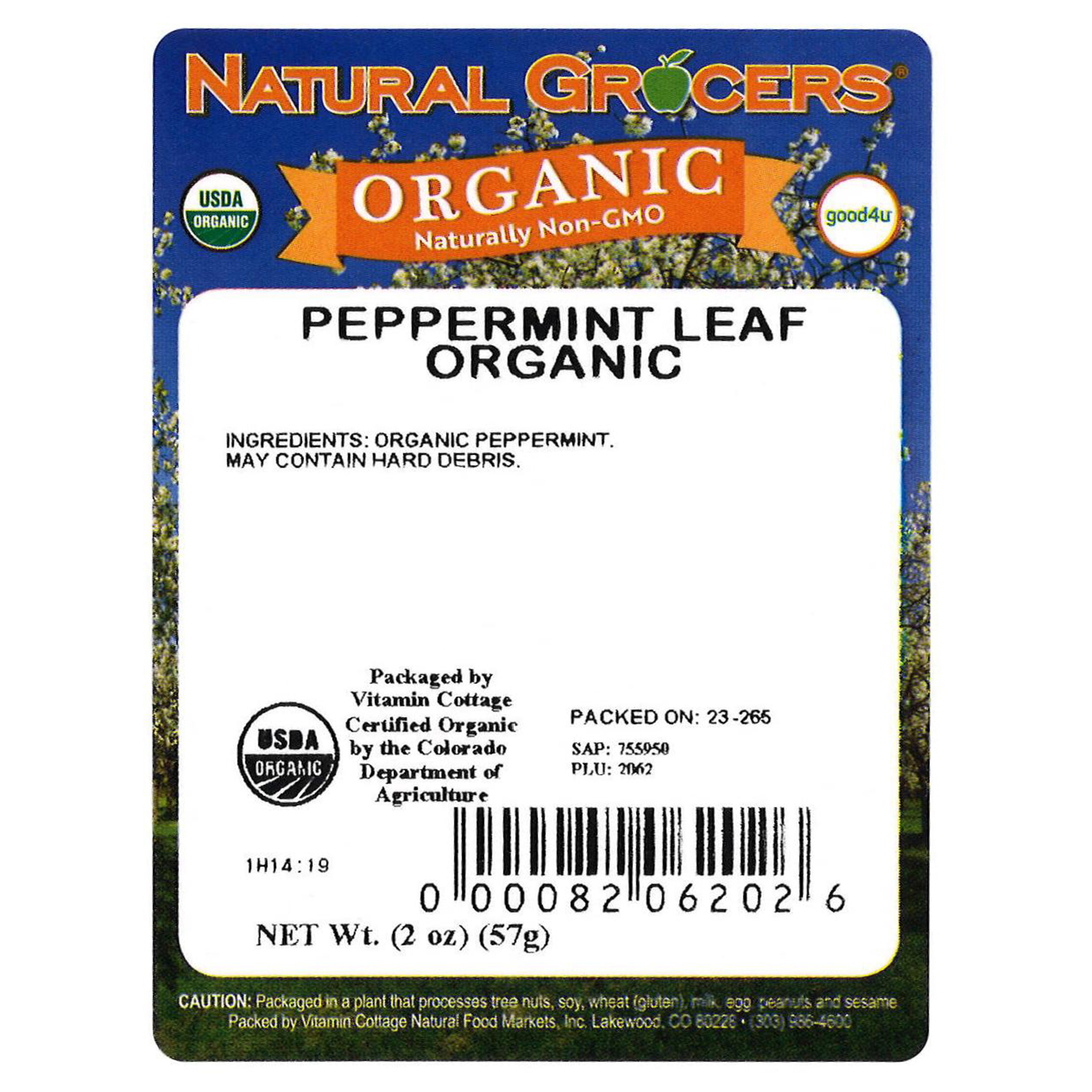 Peppermint Leaf C/s Org 2 Oz