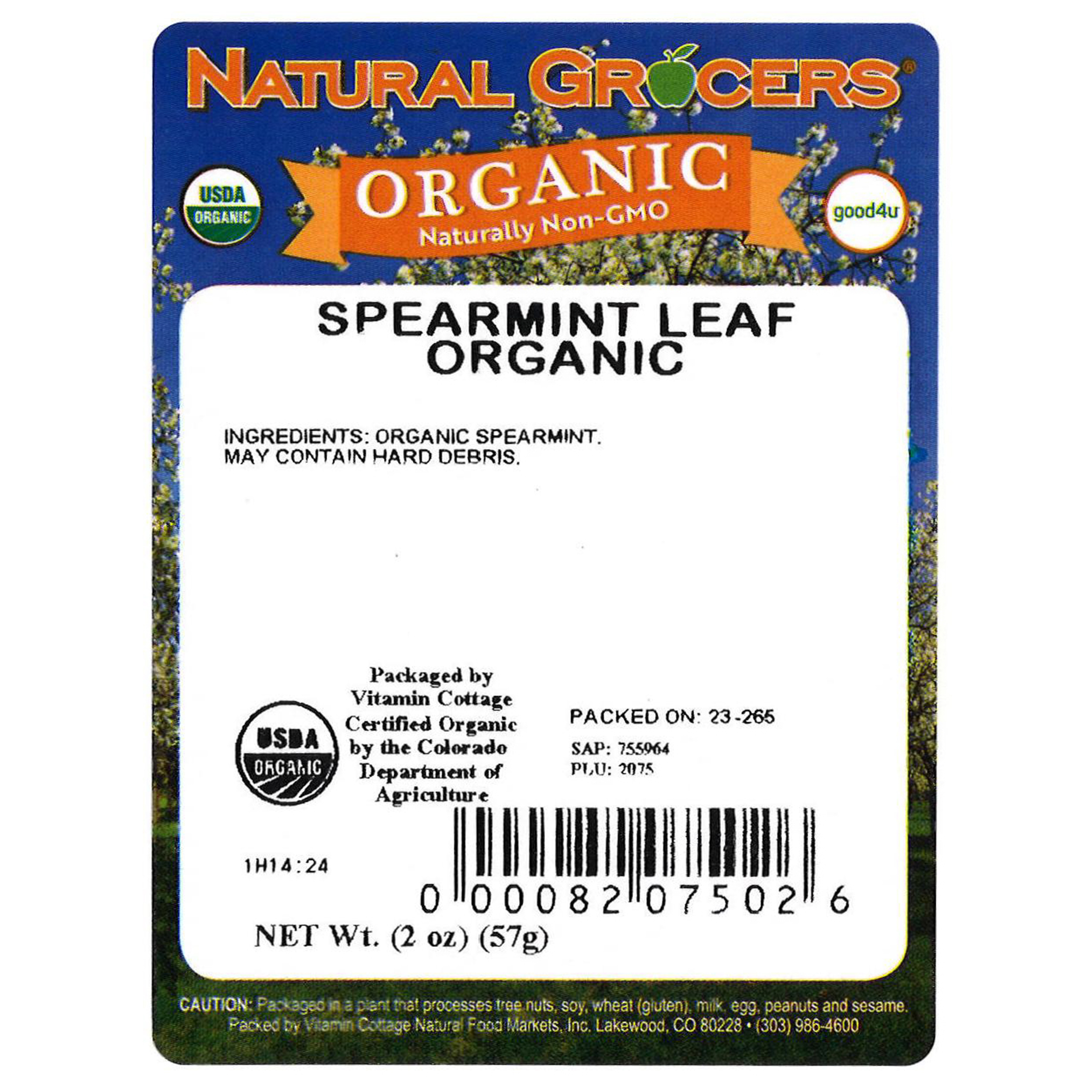 Spearmint Leaf Org C/s 2 Oz