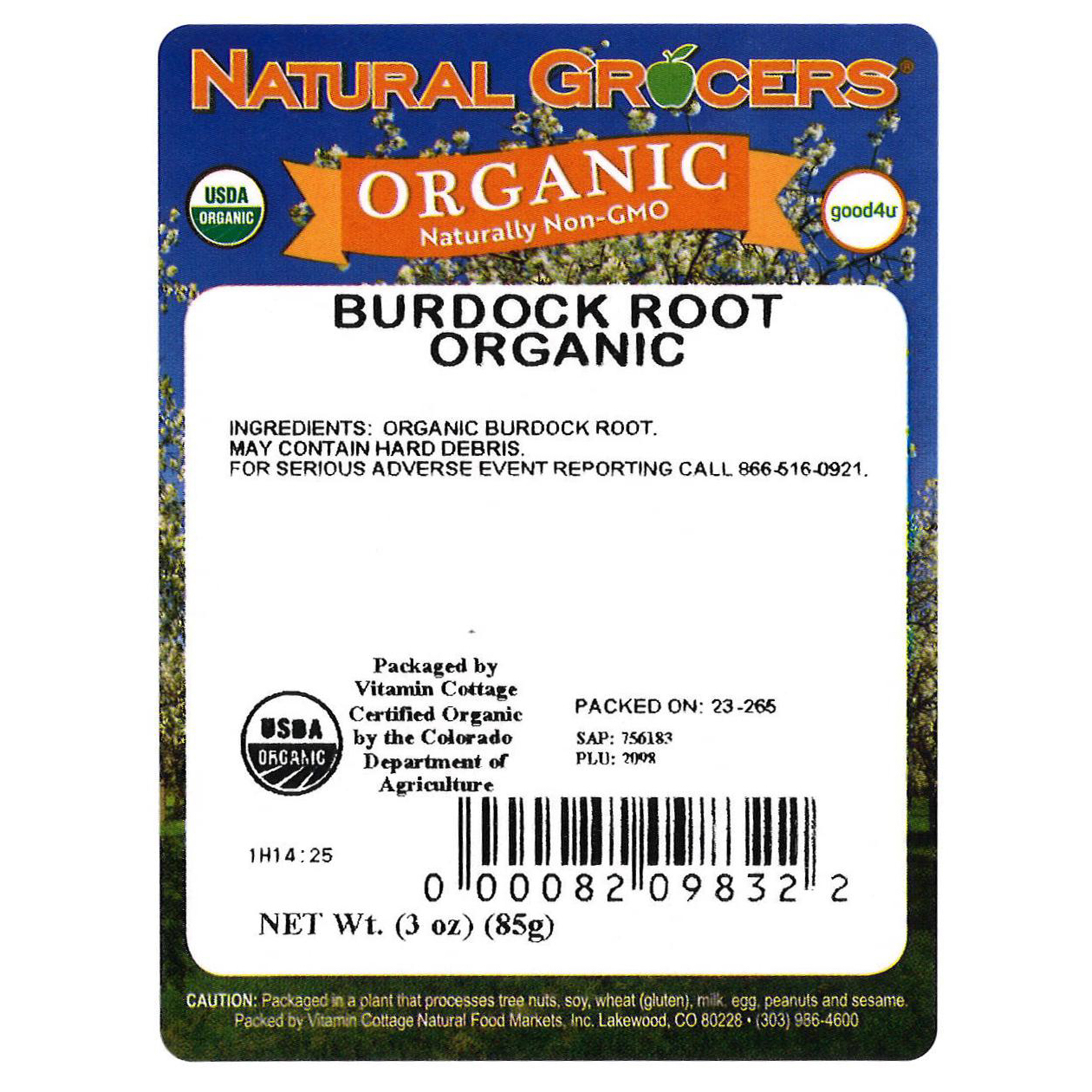 Burdock Root C/s Org 3 Oz