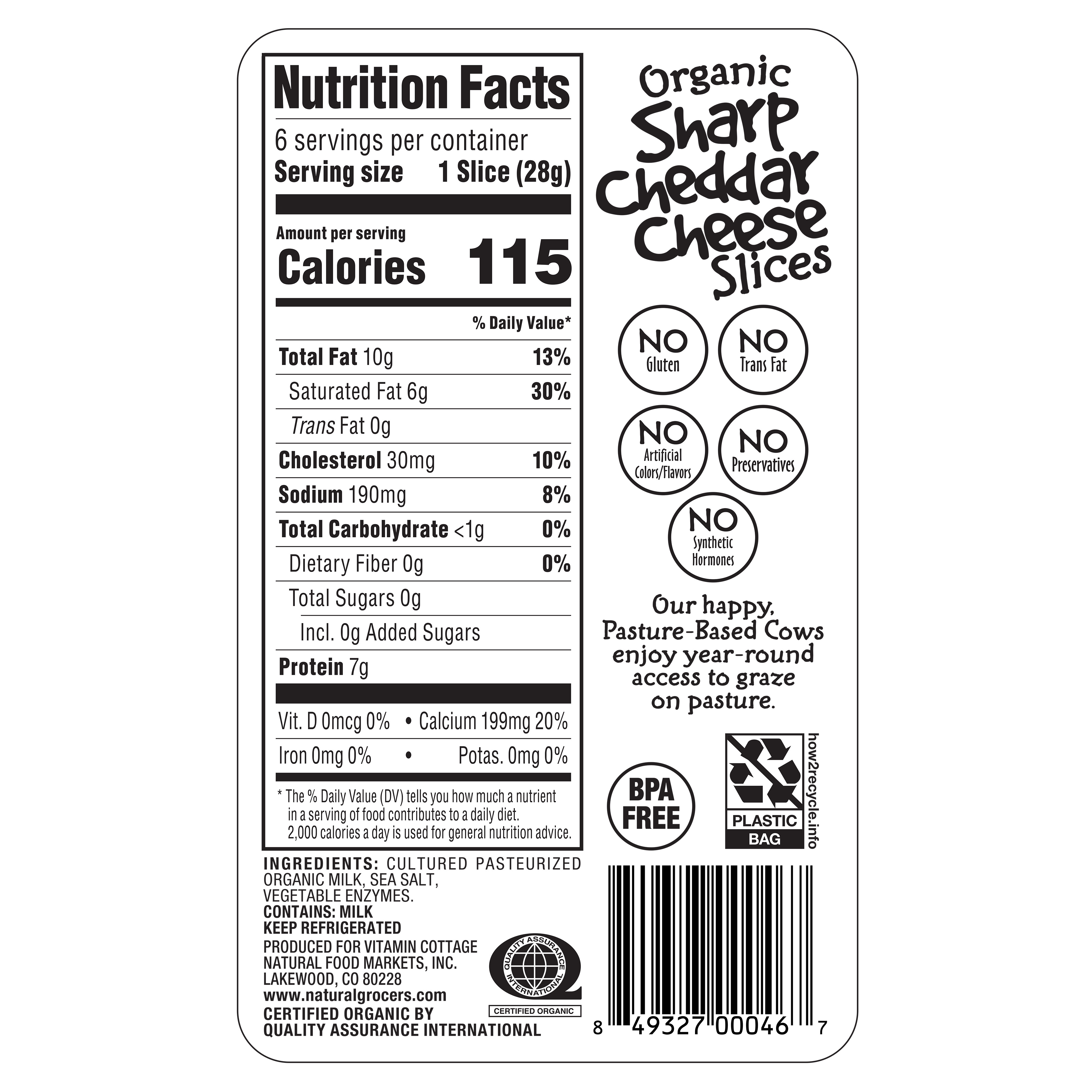 Org Cheese Shrp Ched Slice 6 Oz