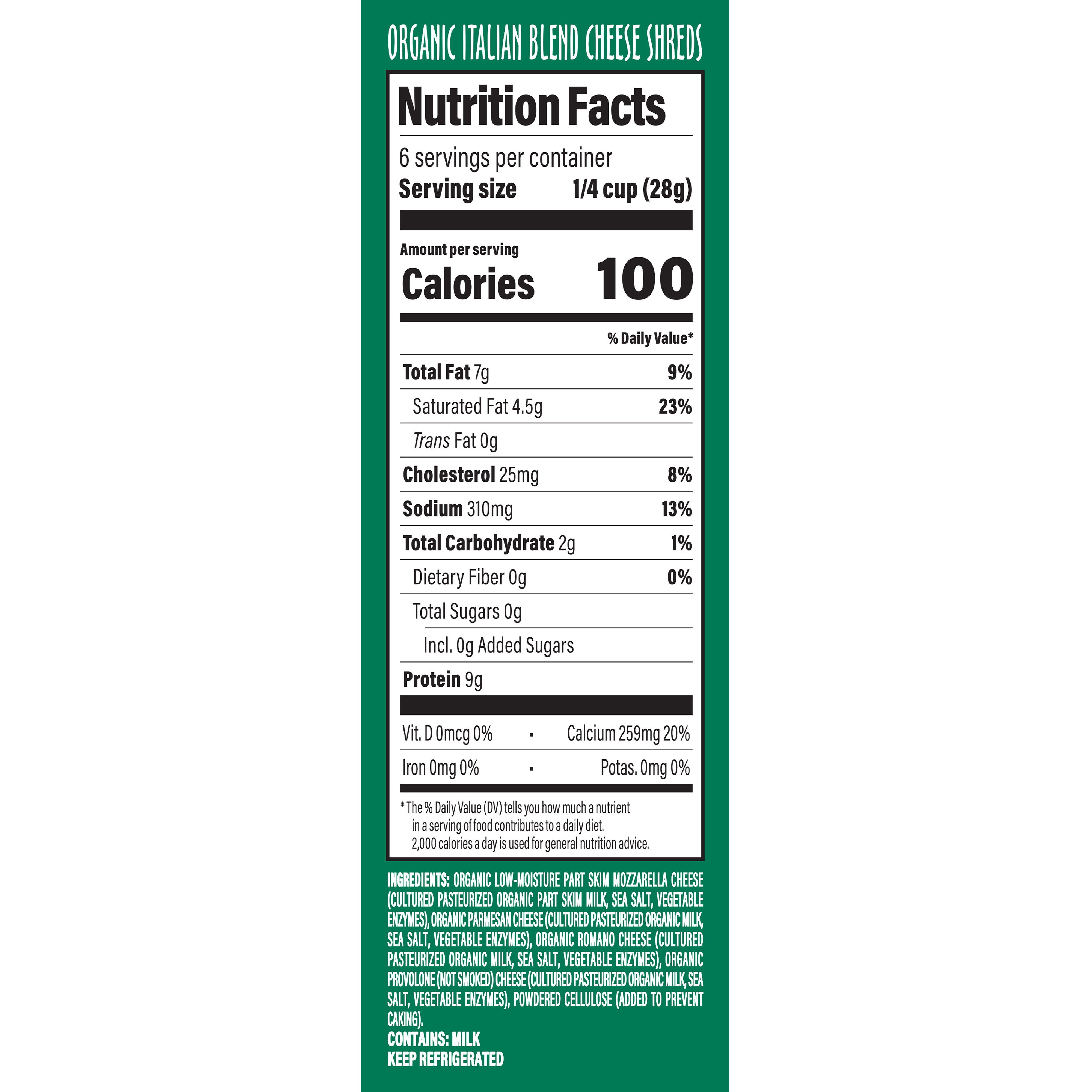 Org Cheese Ital Blnd Shred 6 Oz