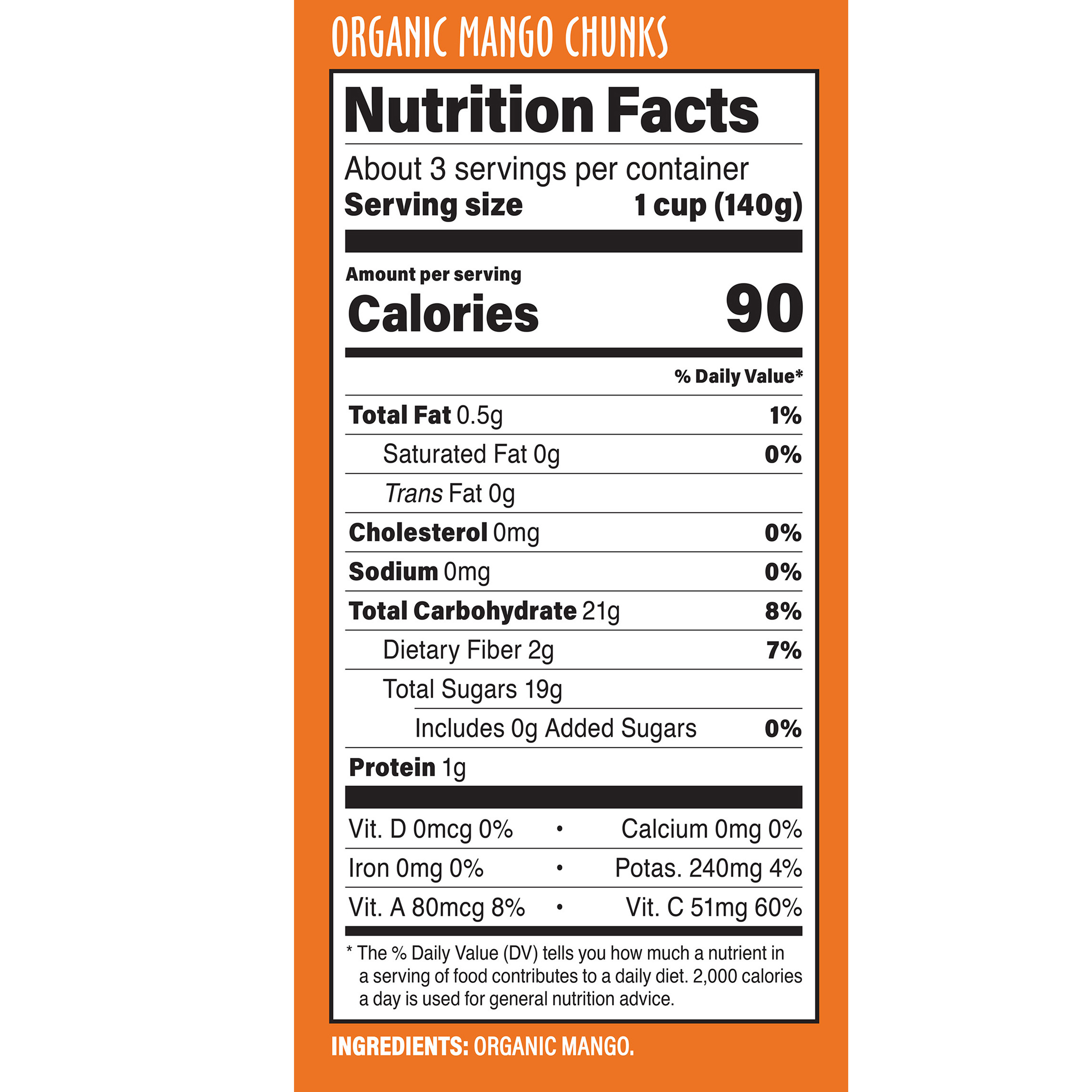 Frz Fruit Mango Chunks Org 16 Oz