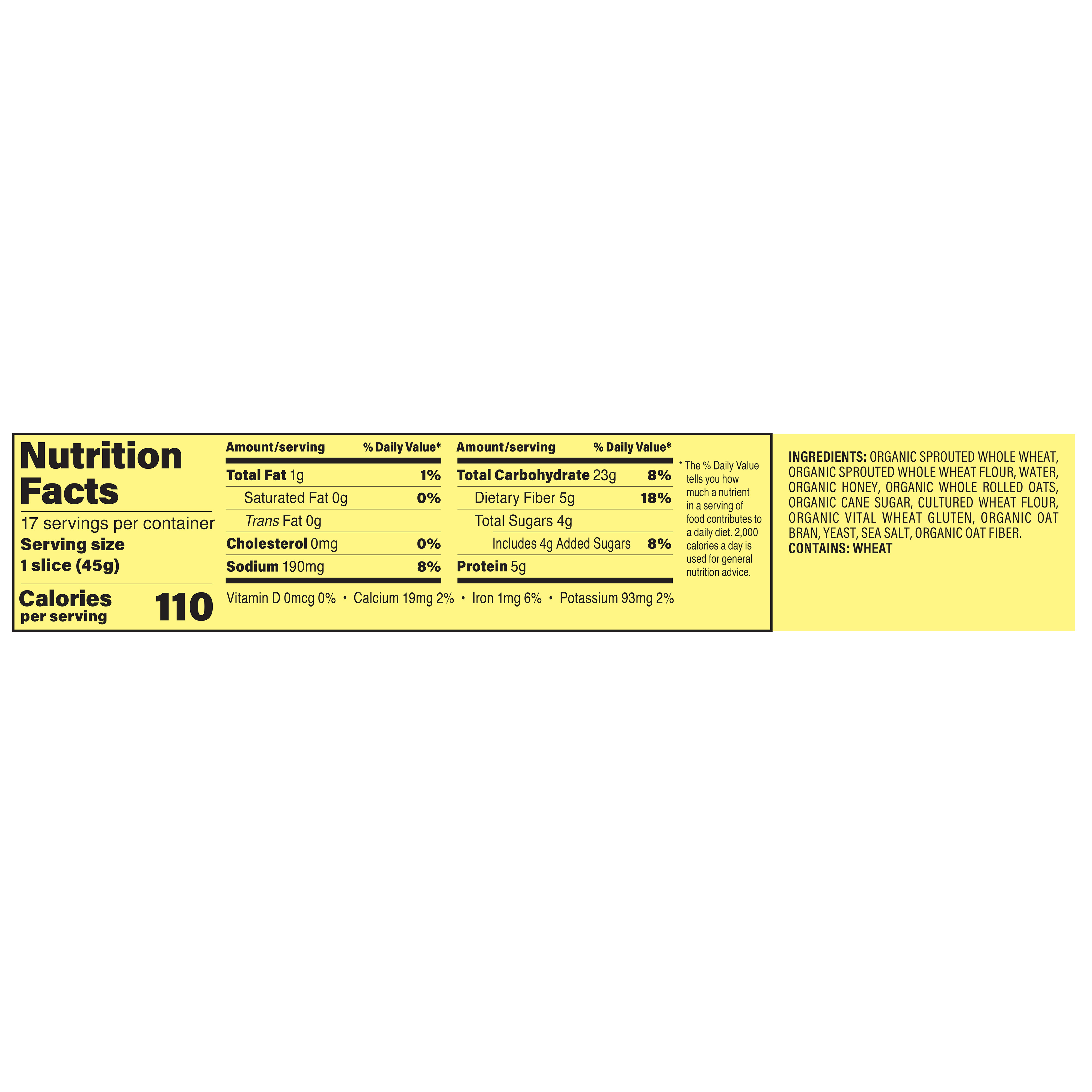 Org Honey Oat Bread 27 Oz