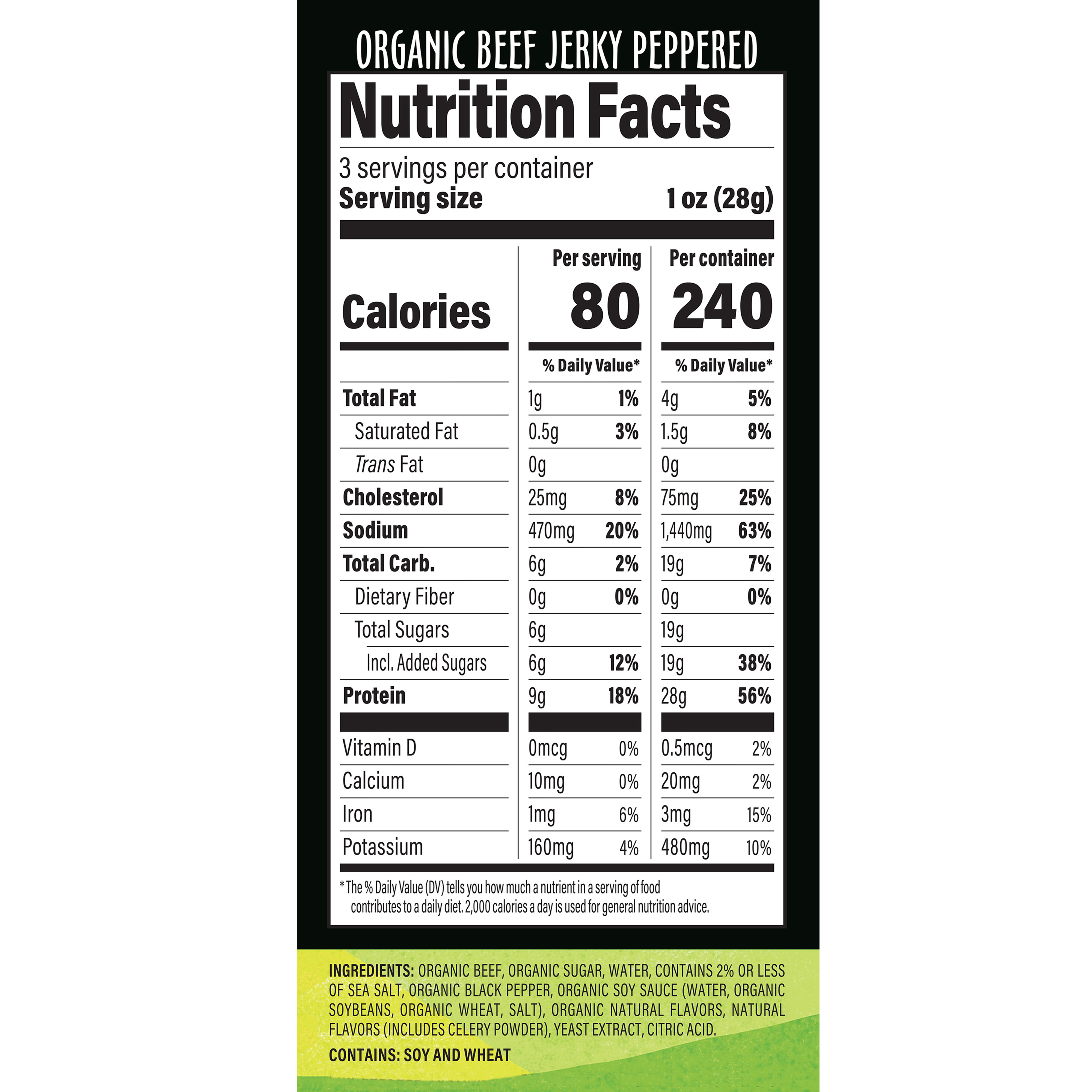 Beef Jerky Pepper Org 3 Oz