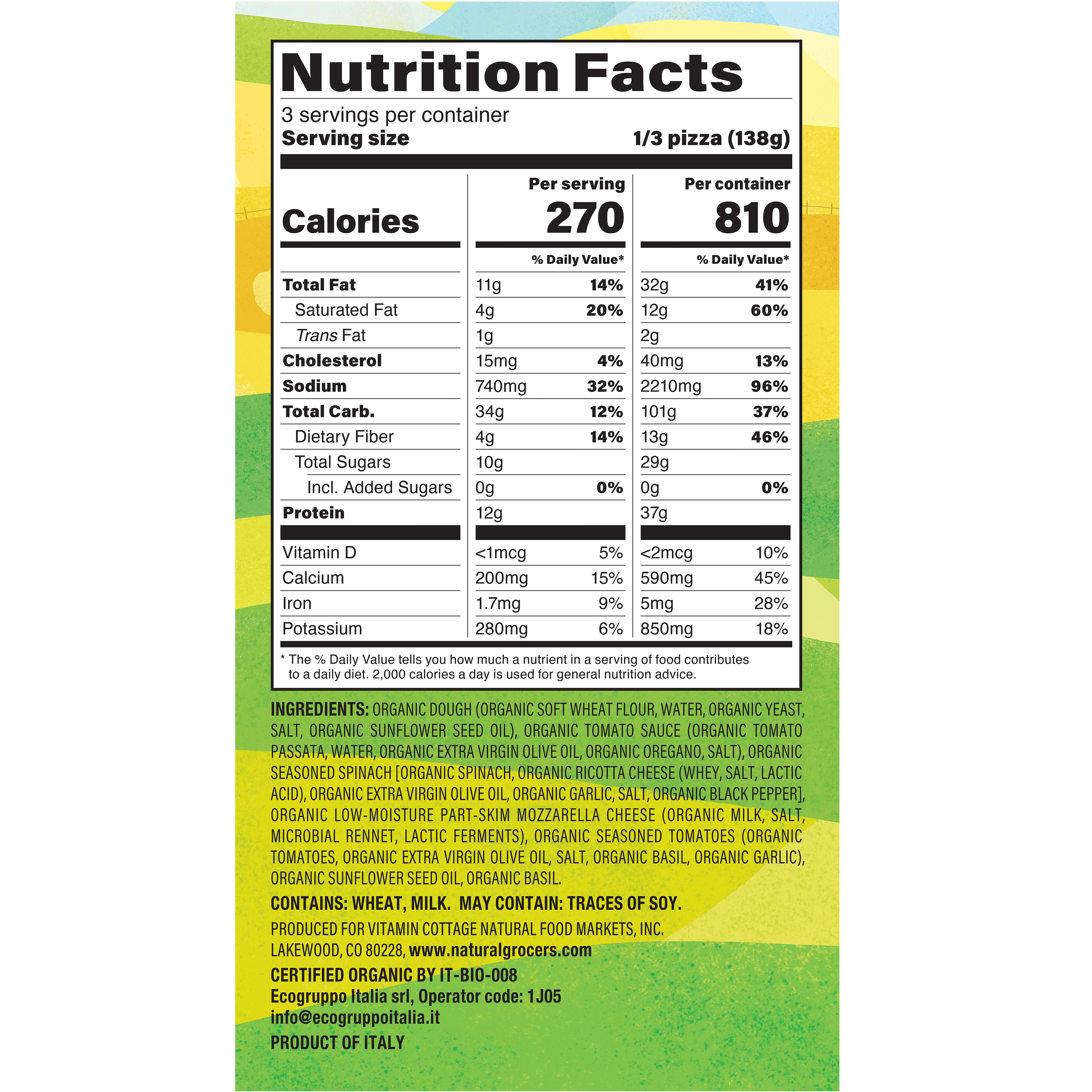 Pizza Spin Ricotta Org 14.6 Oz