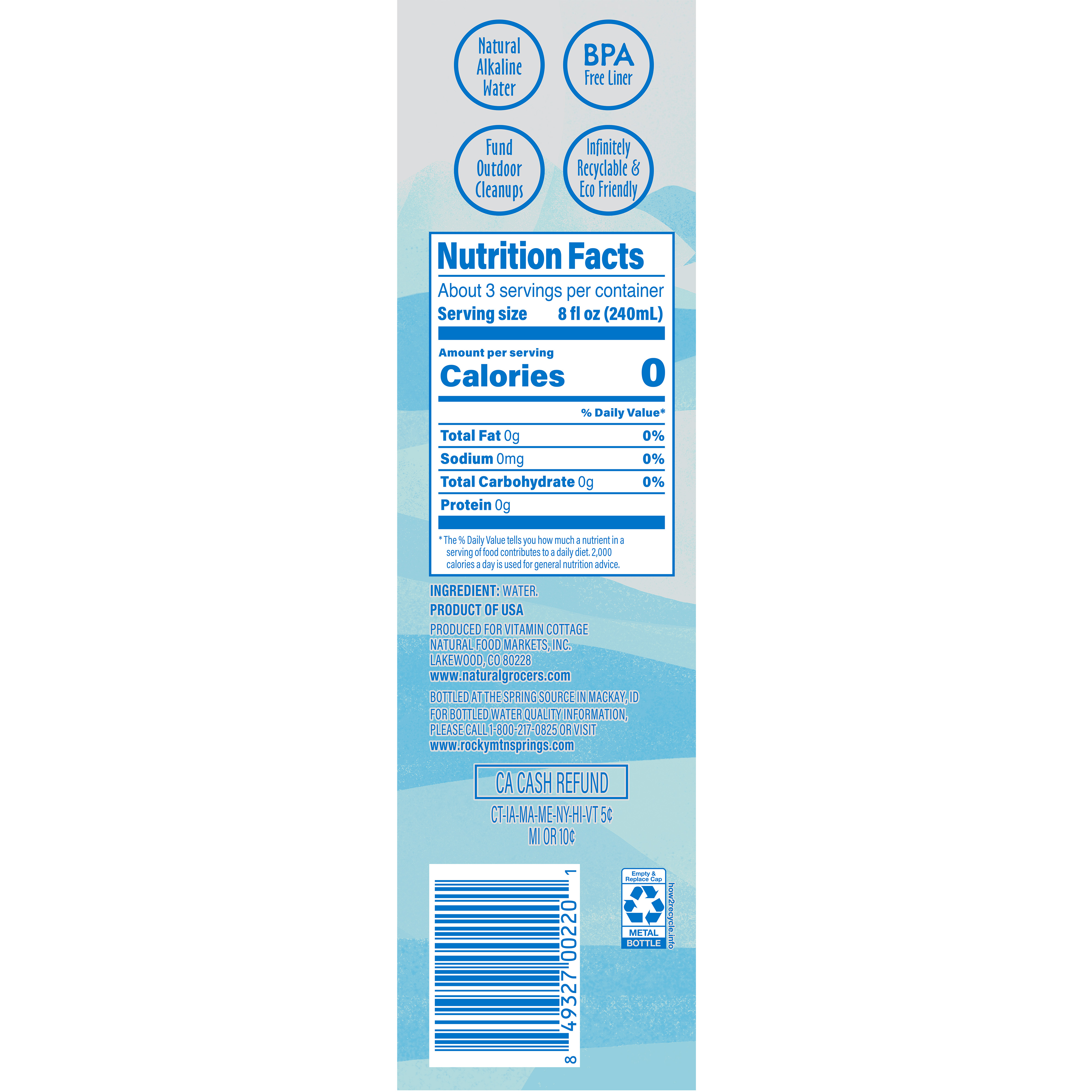 Water Spring Alum Bttle 25.3 Oz