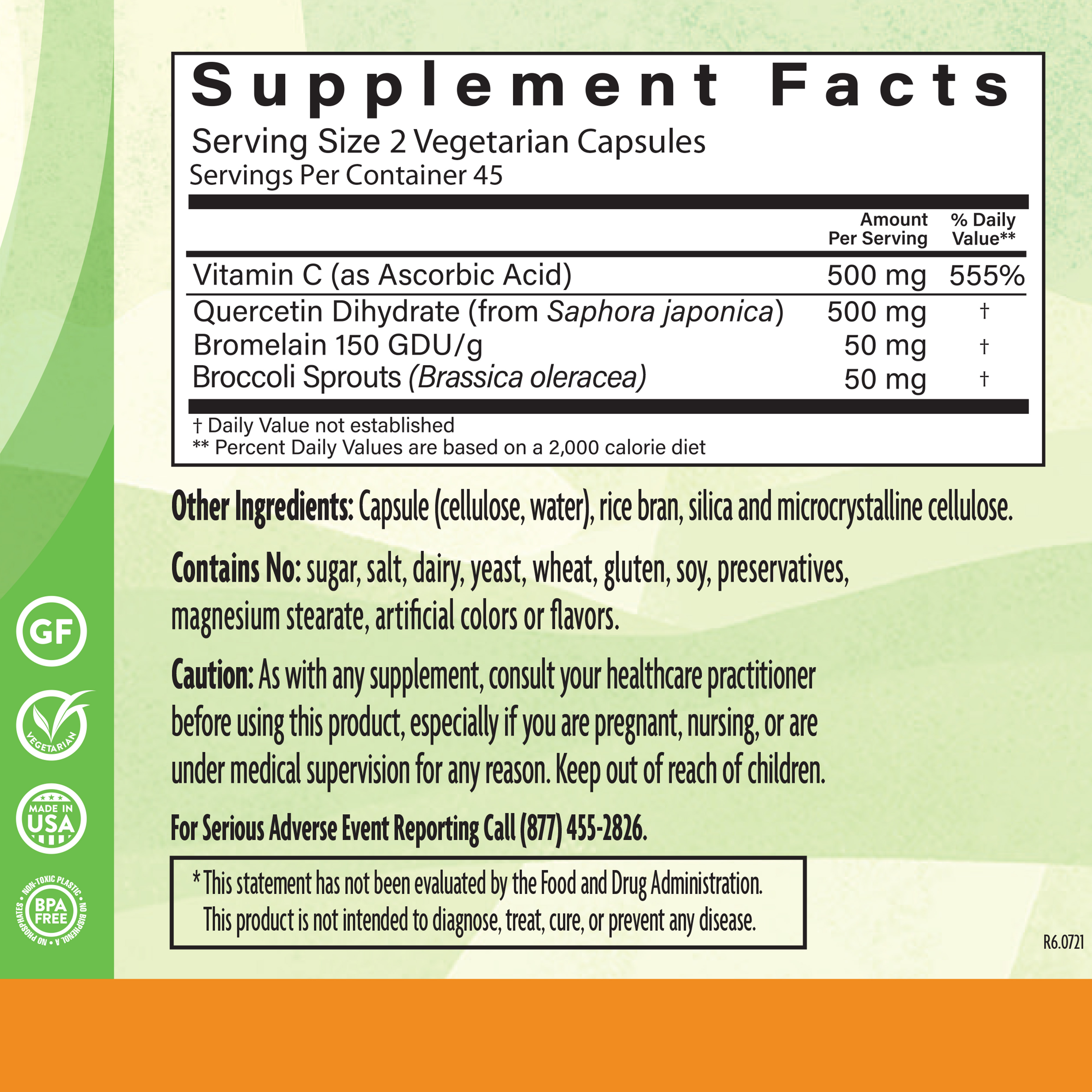 Querc Brom Vit C Brocco 90 Veg Supplement Facts