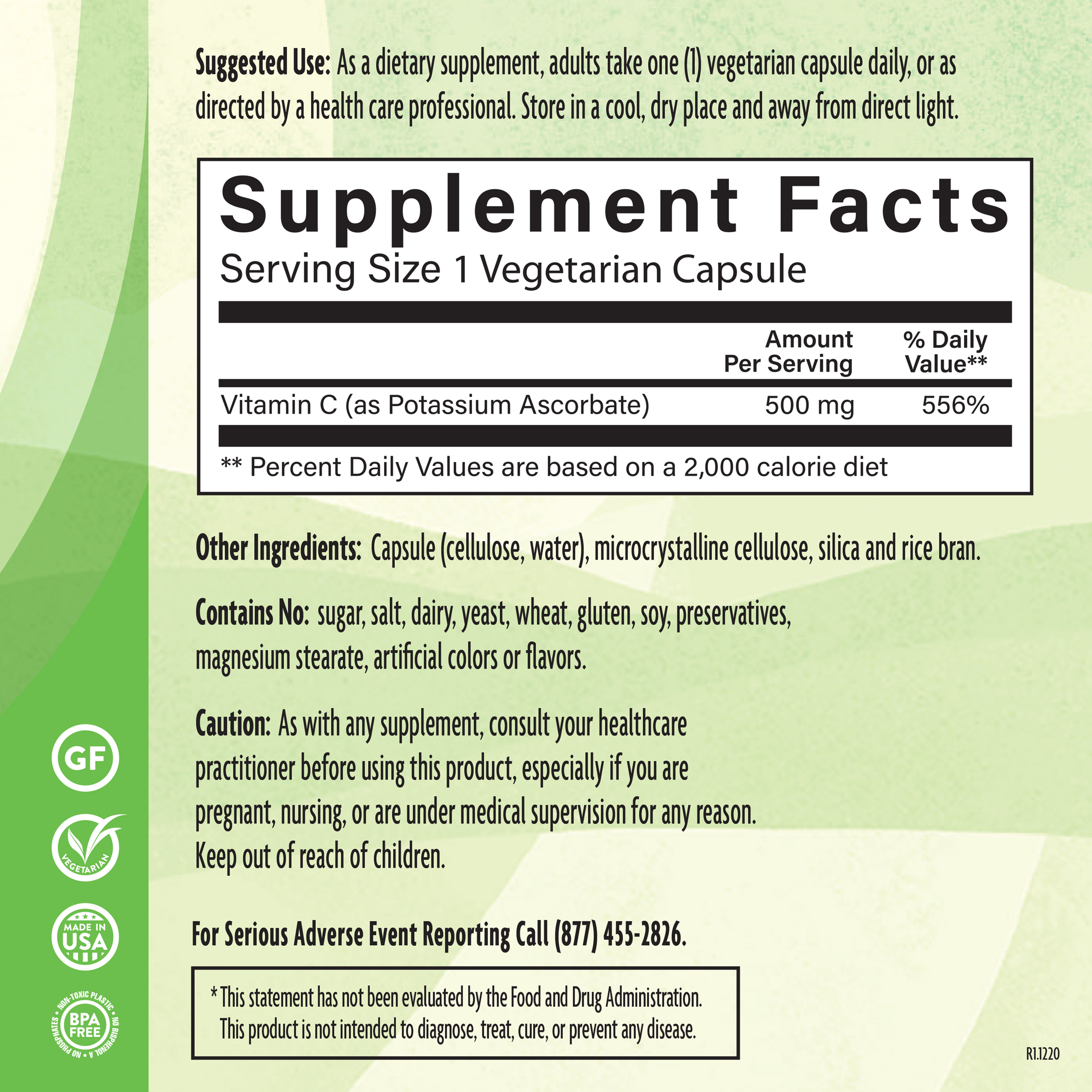 Buffered C 500 Mg 90 Veg Supplement Facts