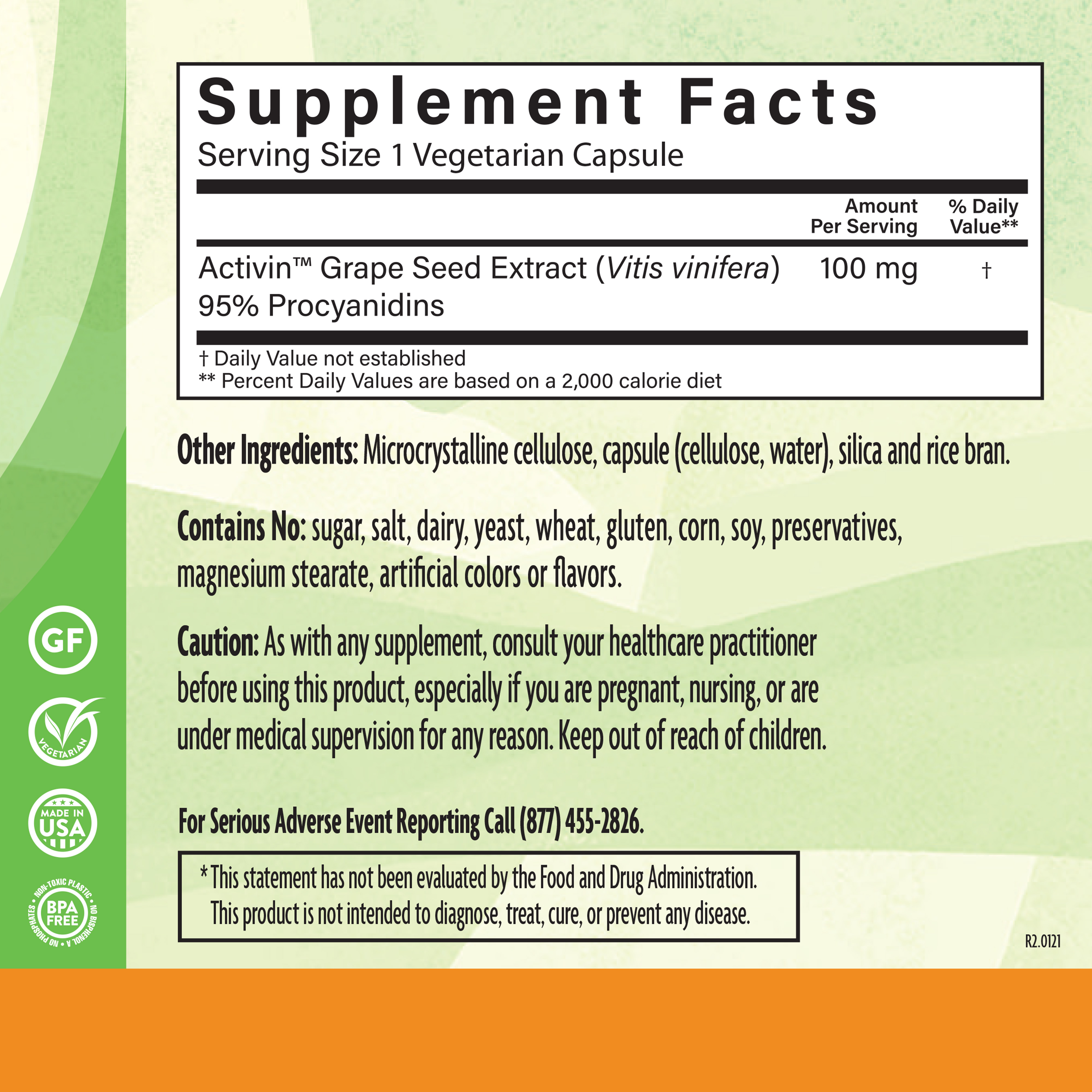 Grape Seed Extract 100 Mg 90 Veg Supplement Facts