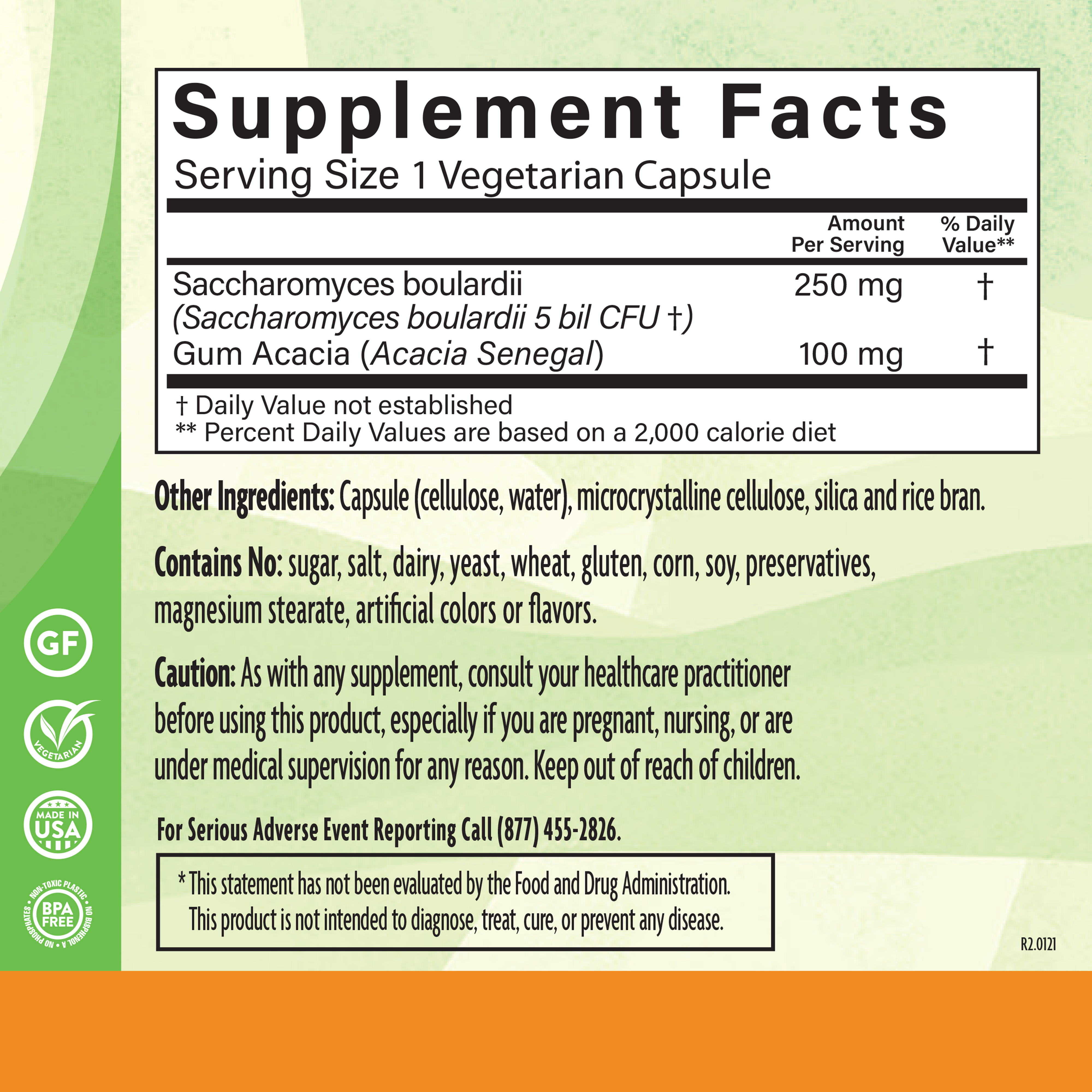 Saccharomyces Boulardii 5 B 60 Veg Supplement Facts