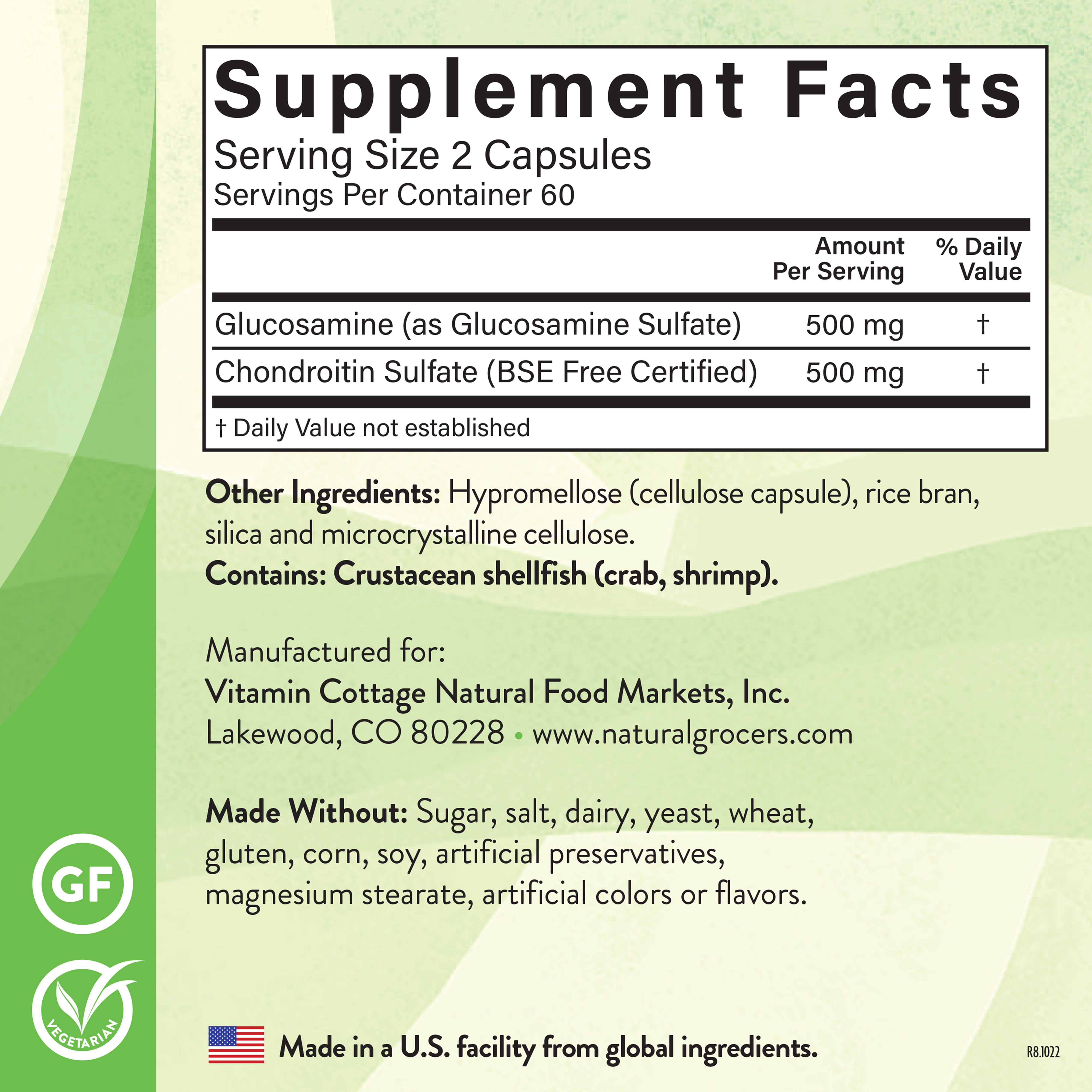 Glucosamine Chondroitin 120 Veg Supplement Facts