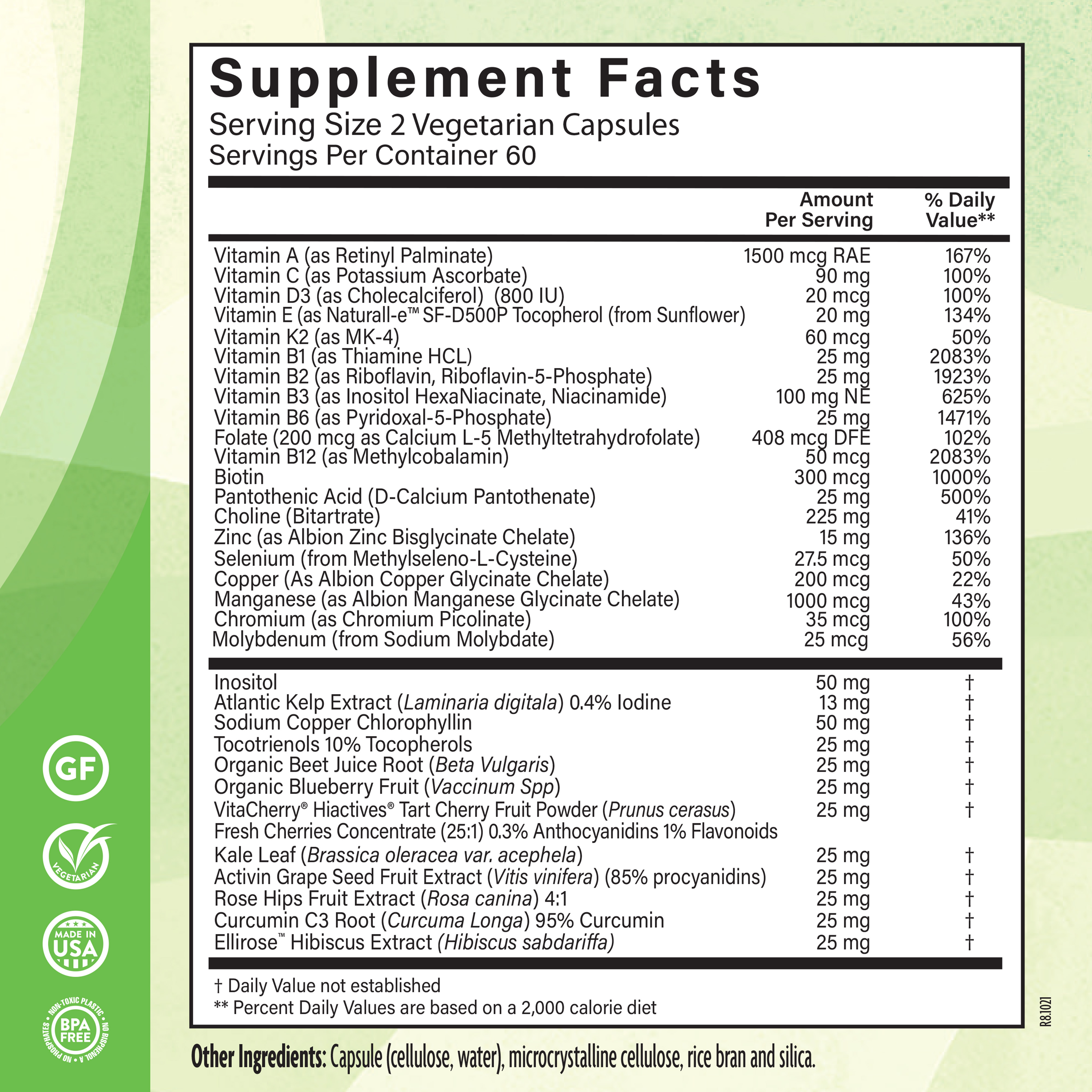 Everyday Multi Vitamin 120 Veg Supplement Facts