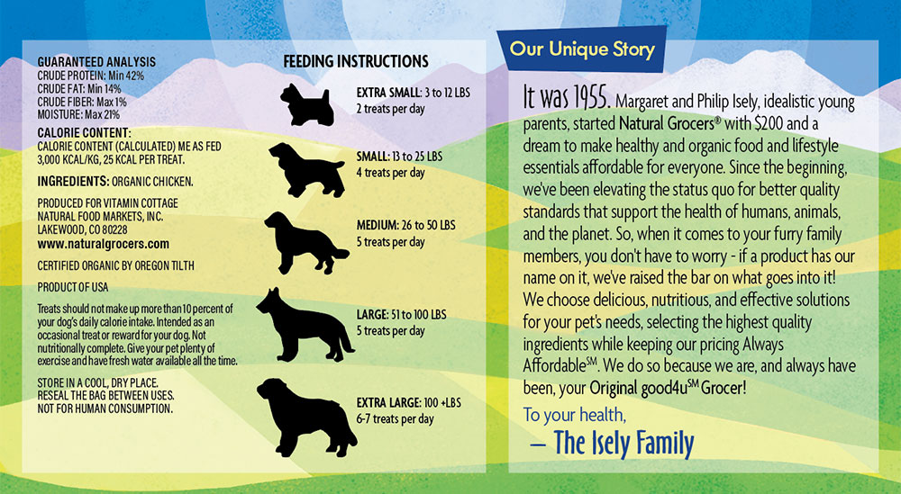 Natural Grocers® Brand Organic Dog Jerky - Chicken 12 OZ - Nutritional Info