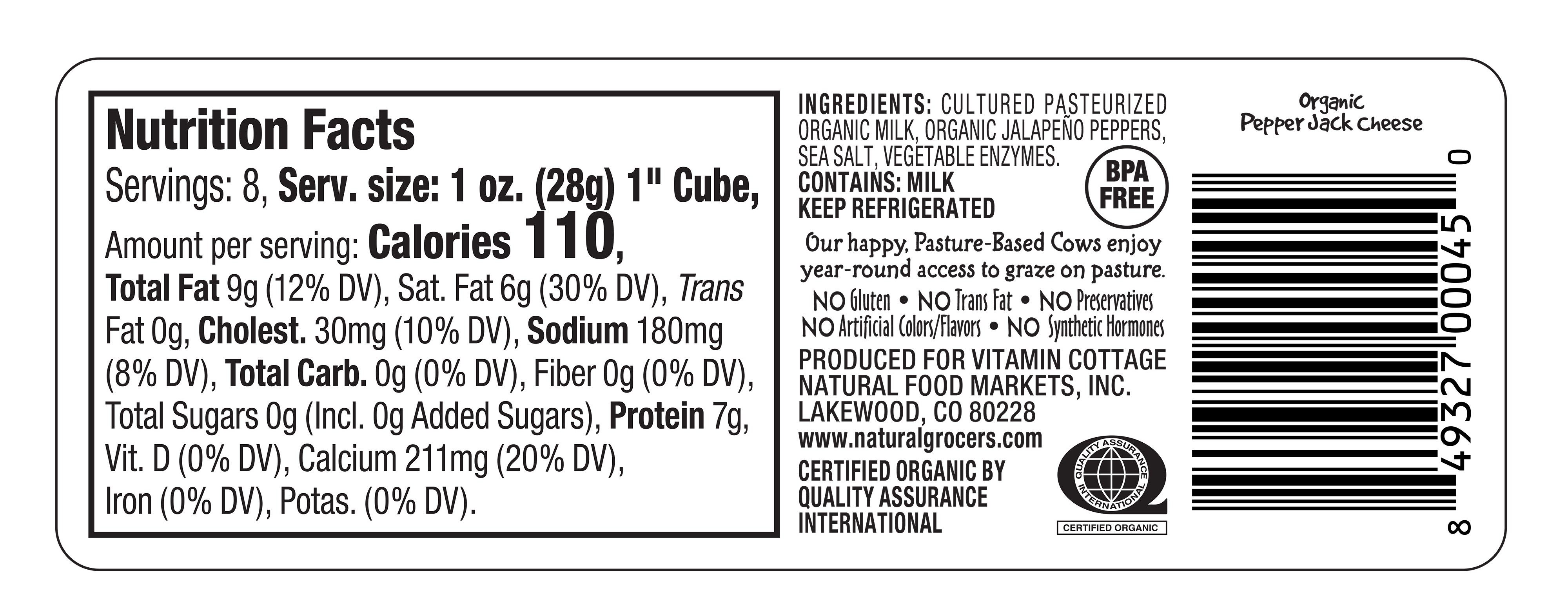 Org Cheese Pepjack Block 8 Oz
