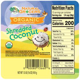 Coconut Shredded Fine Org 1 Lb