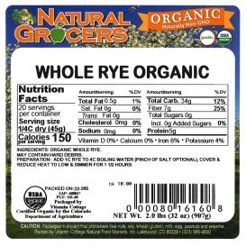 Rye Berries Whole Org 2 Lb