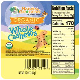 Cashews Whole Org 10 Oz