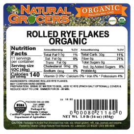 Flakes Rye Rolled Org 1 Lb